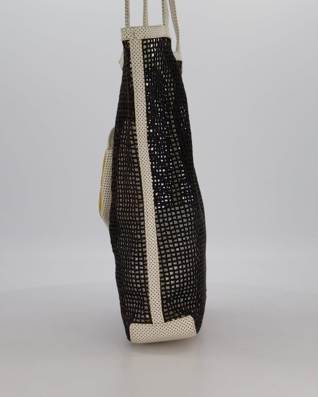 RARE Chanel Vintage Black 2004 Mesh Tennis Shopper Tote Bag with a Green Tennis Ball Pouch and CC Logo