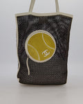 RARE Chanel Vintage Black 2004 Mesh Tennis Shopper Tote Bag with a Green Tennis Ball Pouch and CC Logo