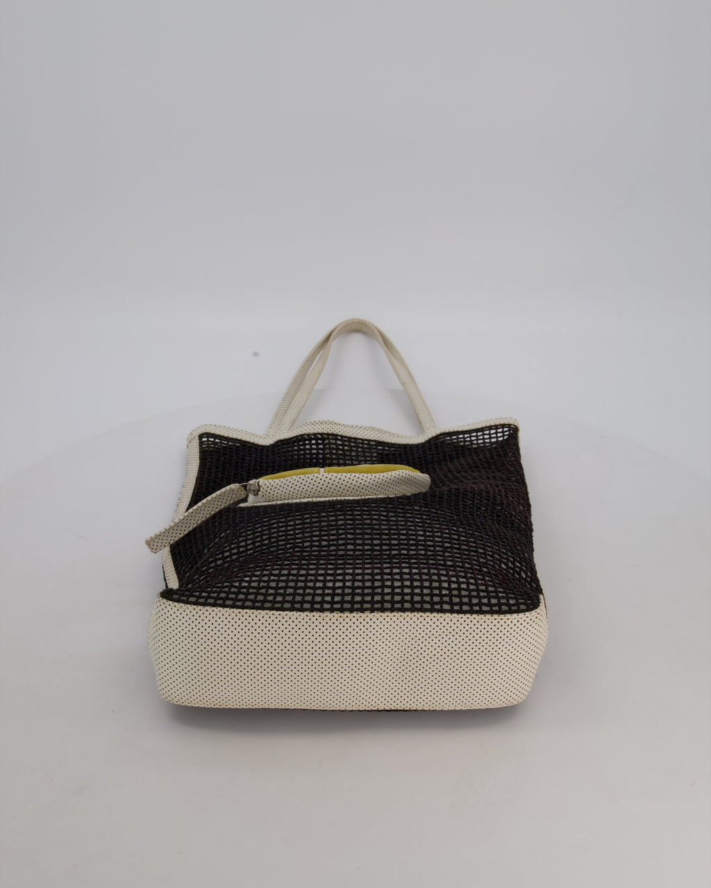 RARE Chanel Vintage Black 2004 Mesh Tennis Shopper Tote Bag with a Green Tennis Ball Pouch and CC Logo