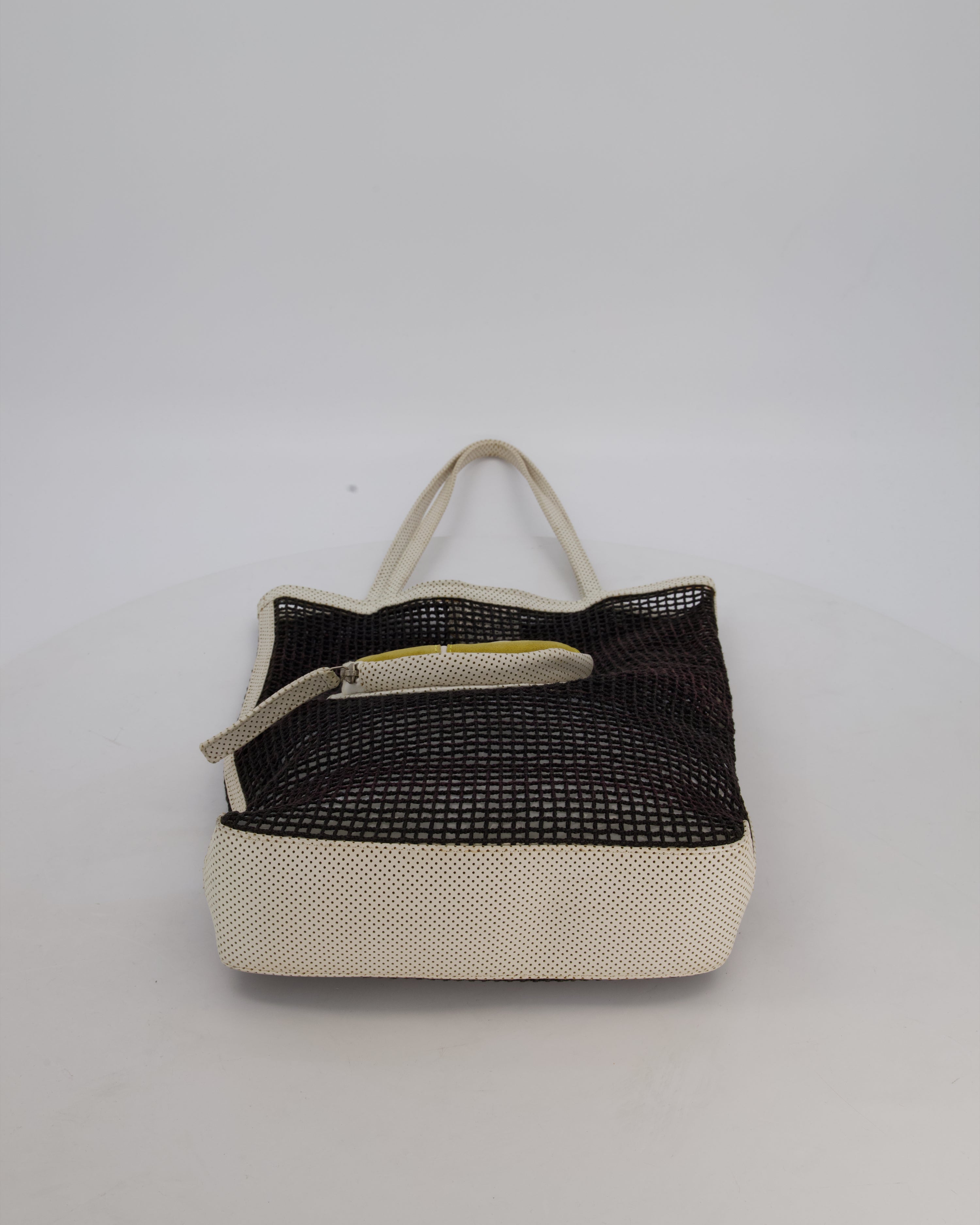 RARE Chanel Vintage Black 2004 Mesh Tennis Shopper Tote Bag with a Green Tennis Ball Pouch and CC Logo