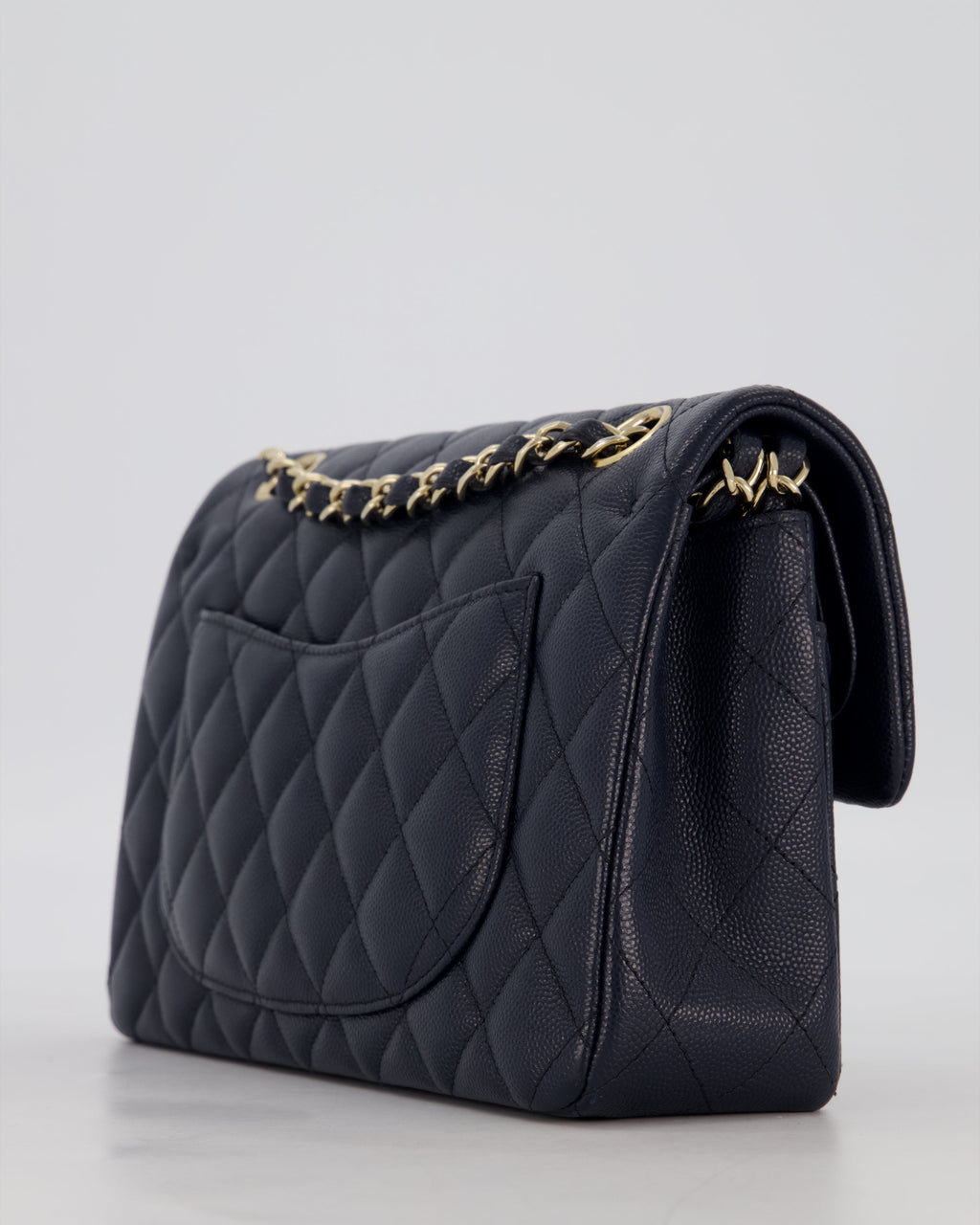 Chanel Navy Small Classic Double Flap Bag in Caviar Leather with Champagne Gold Hardware