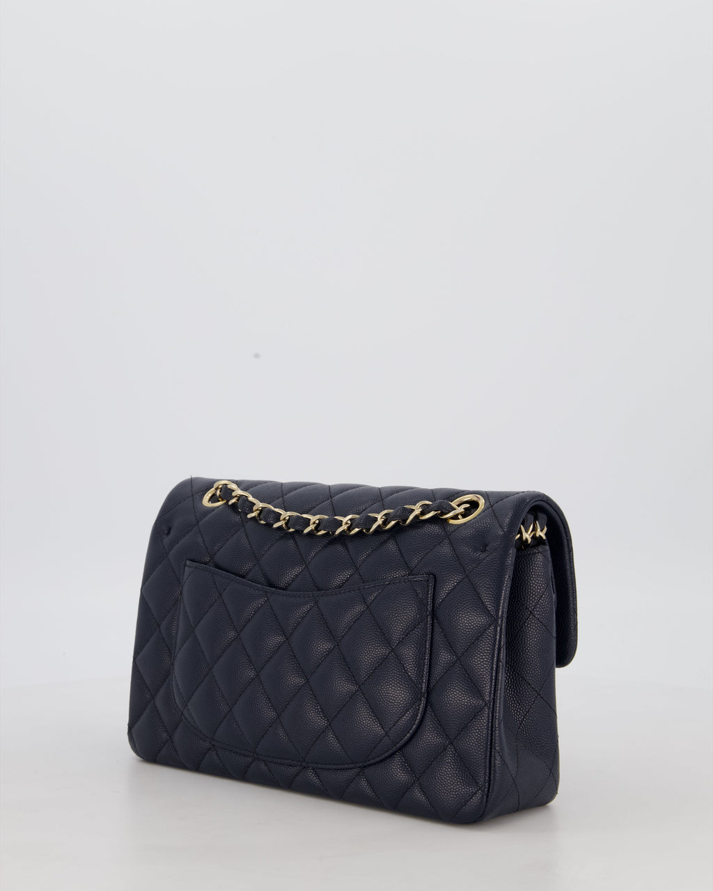 Chanel Navy Small Classic Double Flap Bag in Caviar Leather with Champagne Gold Hardware