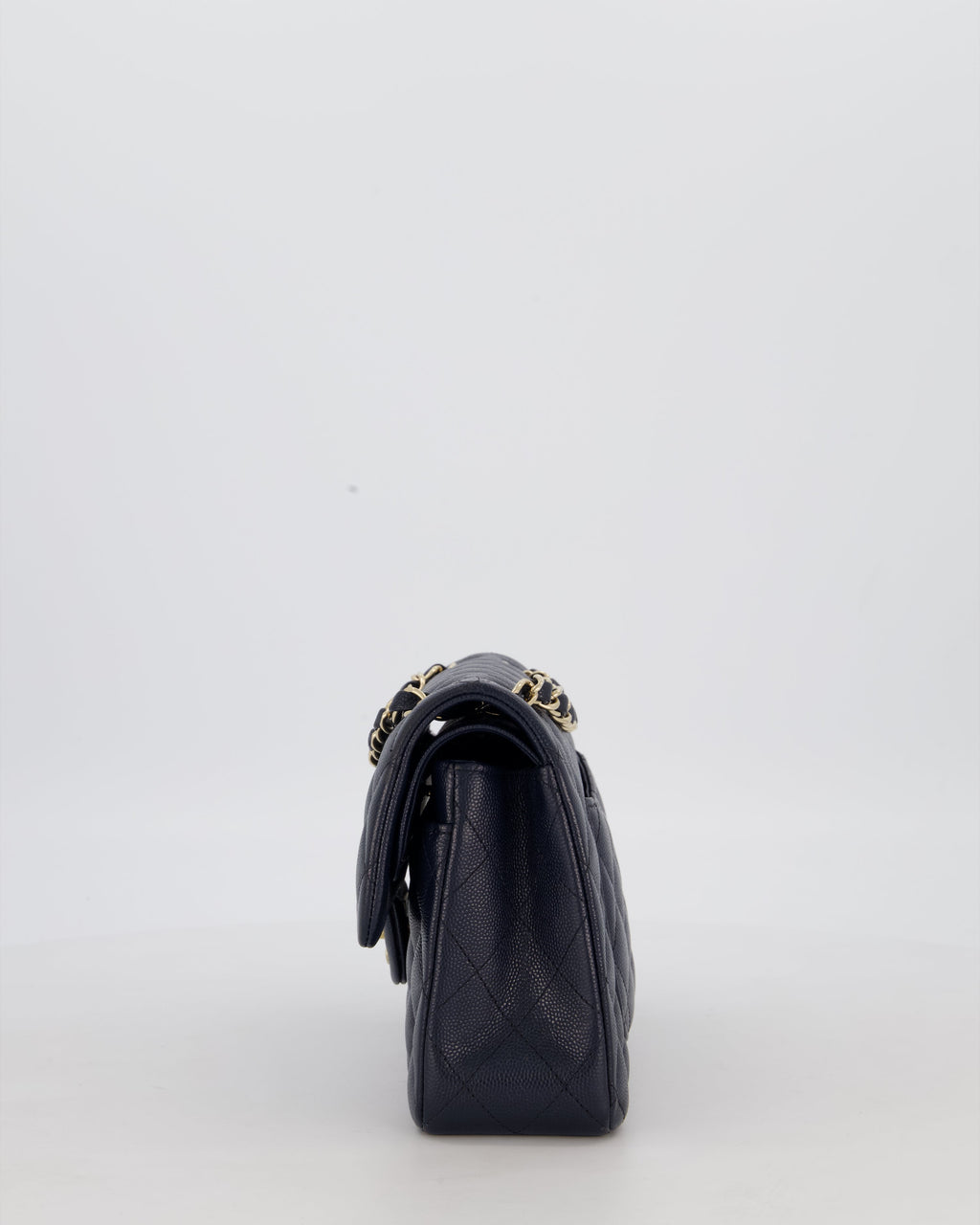 Chanel Navy Small Classic Double Flap Bag in Caviar Leather with Champagne Gold Hardware
