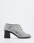 Chanel Resort 2024 Runway Silver Mirror Facets Lace-Up Heeled Boots with Gold CC Logo Detail Size EU 38C RRP £1,900