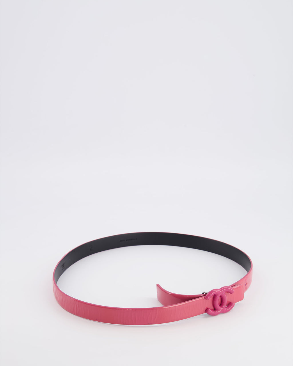 Chanel Pink Patent Leather Belt with Pink CC Logo Buckle 75cm