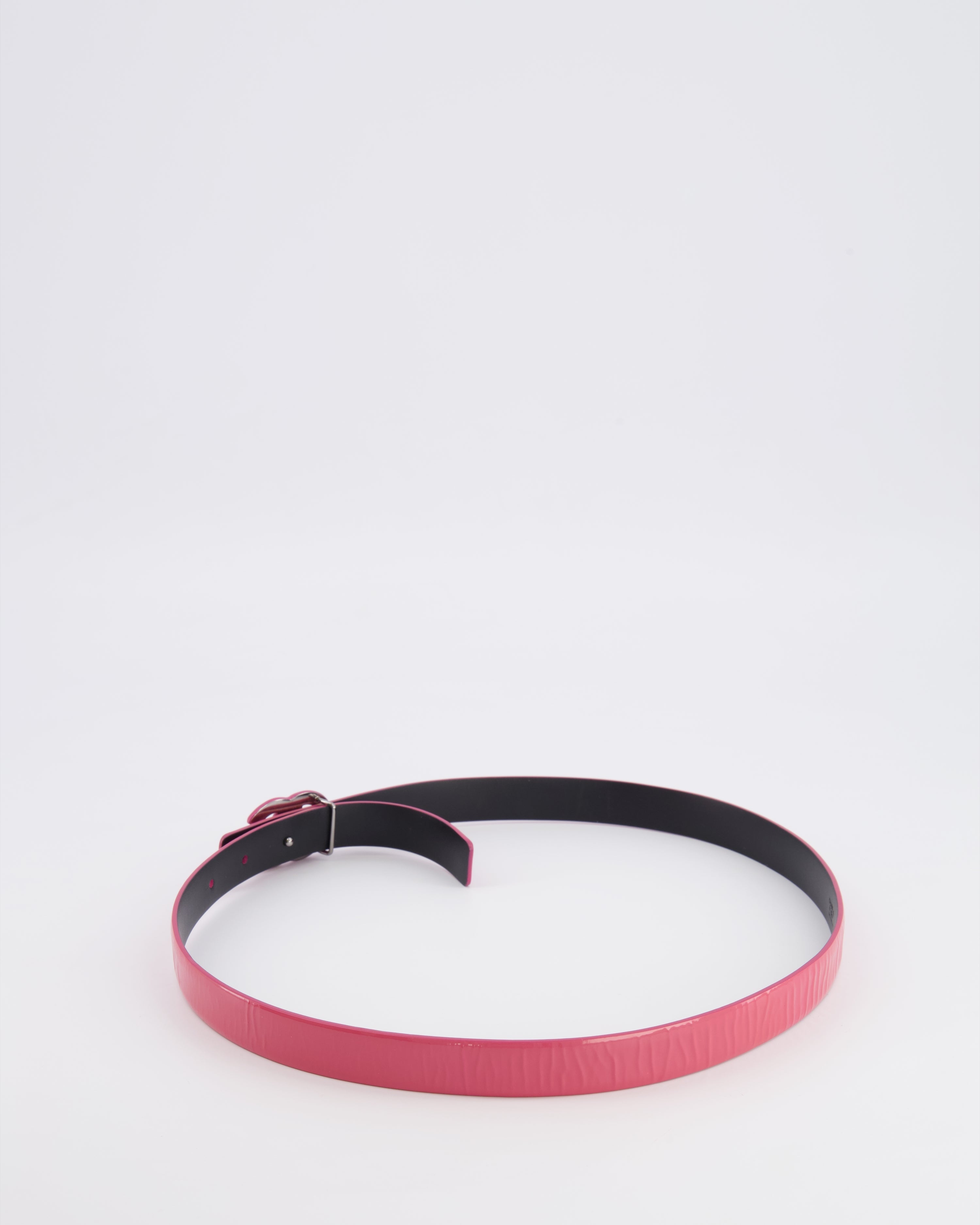 Chanel Pink Patent Leather Belt with Pink CC Logo Buckle 75cm