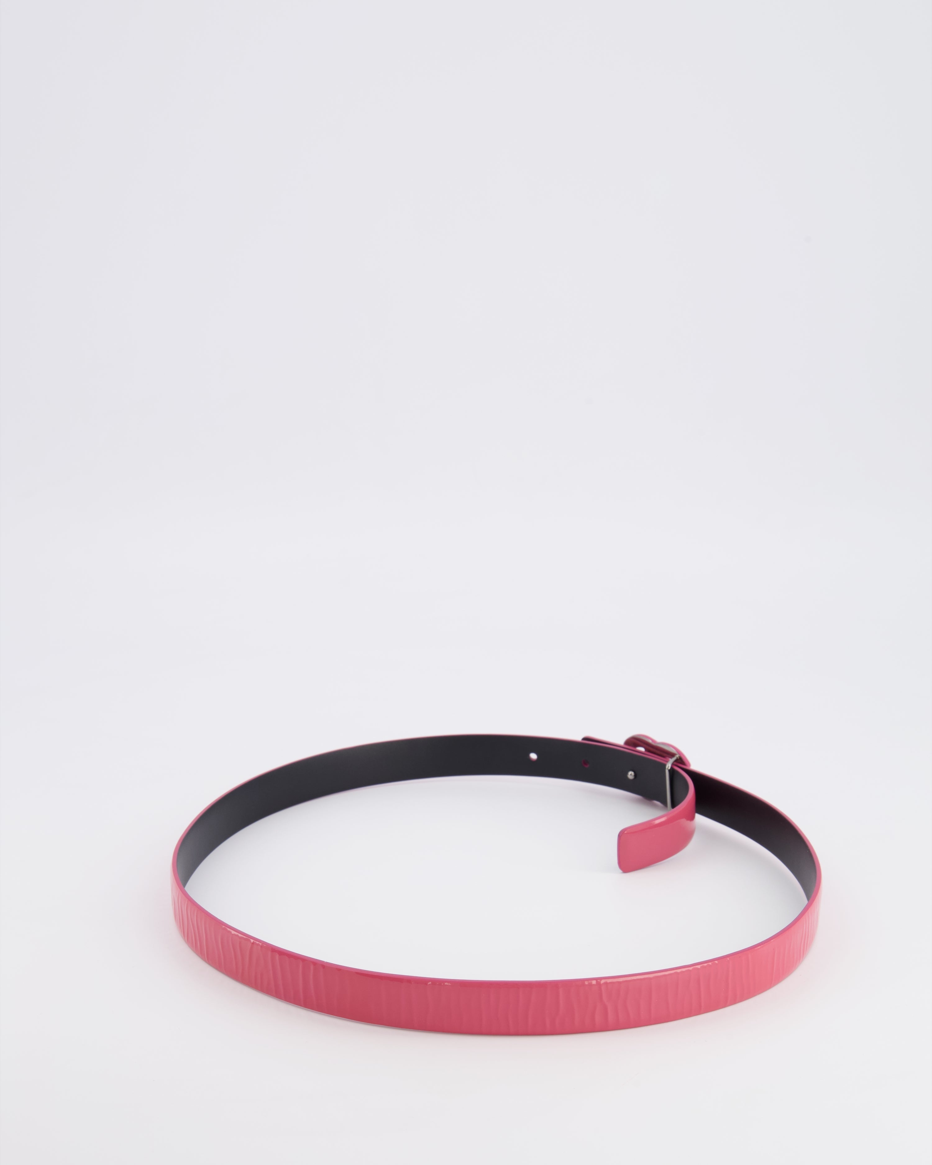 Chanel Pink Patent Leather Belt with Pink CC Logo Buckle 75cm
