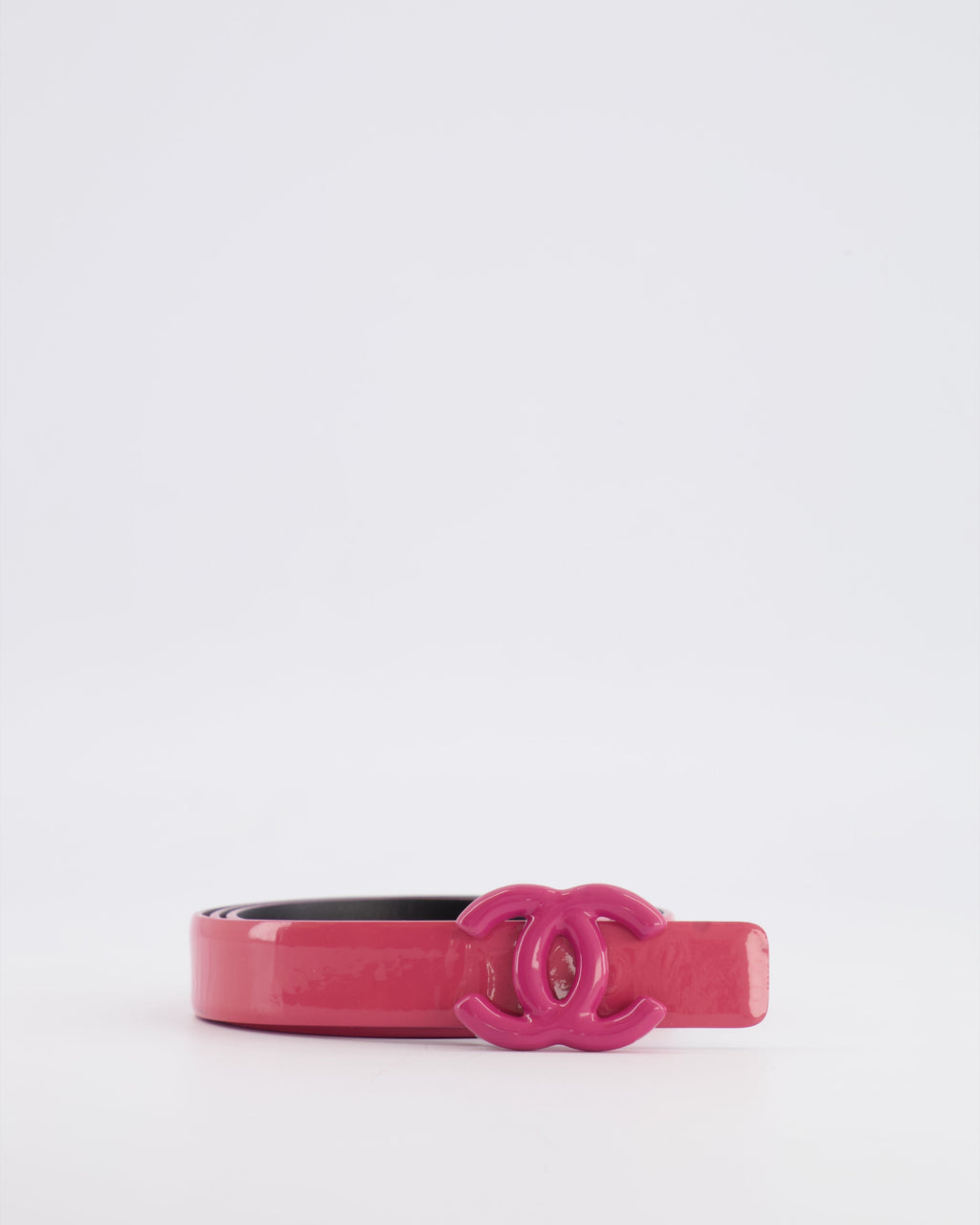 Chanel Pink Patent Leather Belt with Pink CC Logo Buckle 75cm