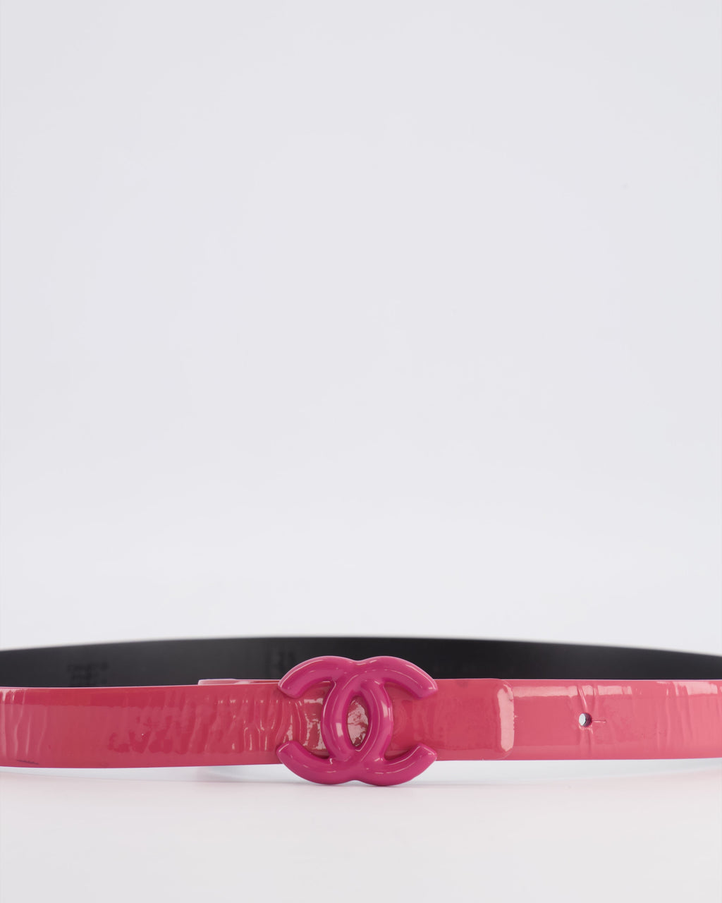 Chanel Pink Patent Leather Belt with Pink CC Logo Buckle 75cm