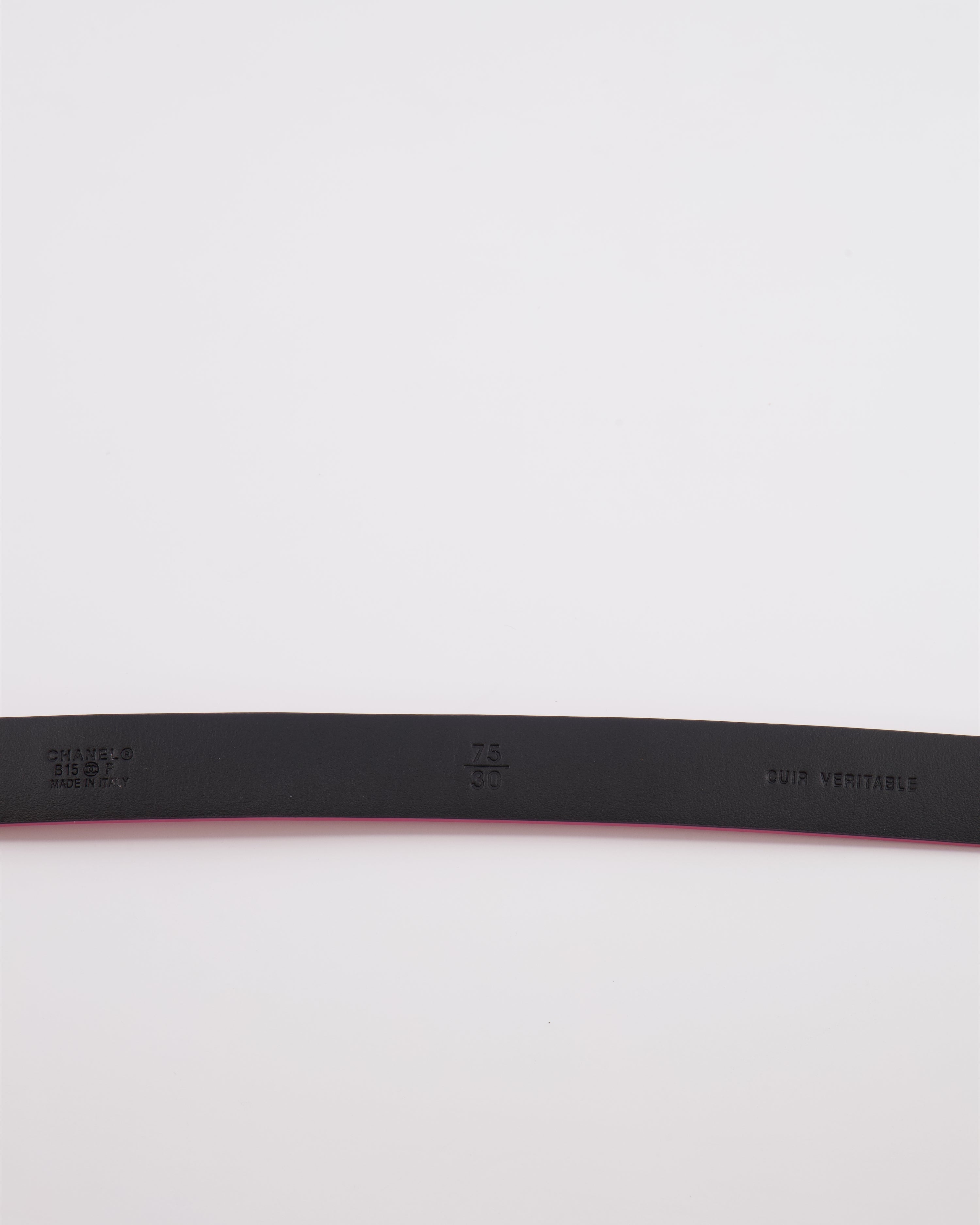 Chanel Pink Patent Leather Belt with Pink CC Logo Buckle 75cm