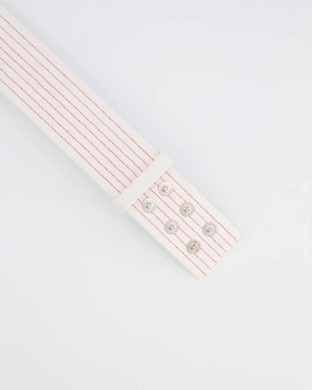 Chanel White and Pink Striped Canvas and Leather Belt Size FR 34 (UK 6)