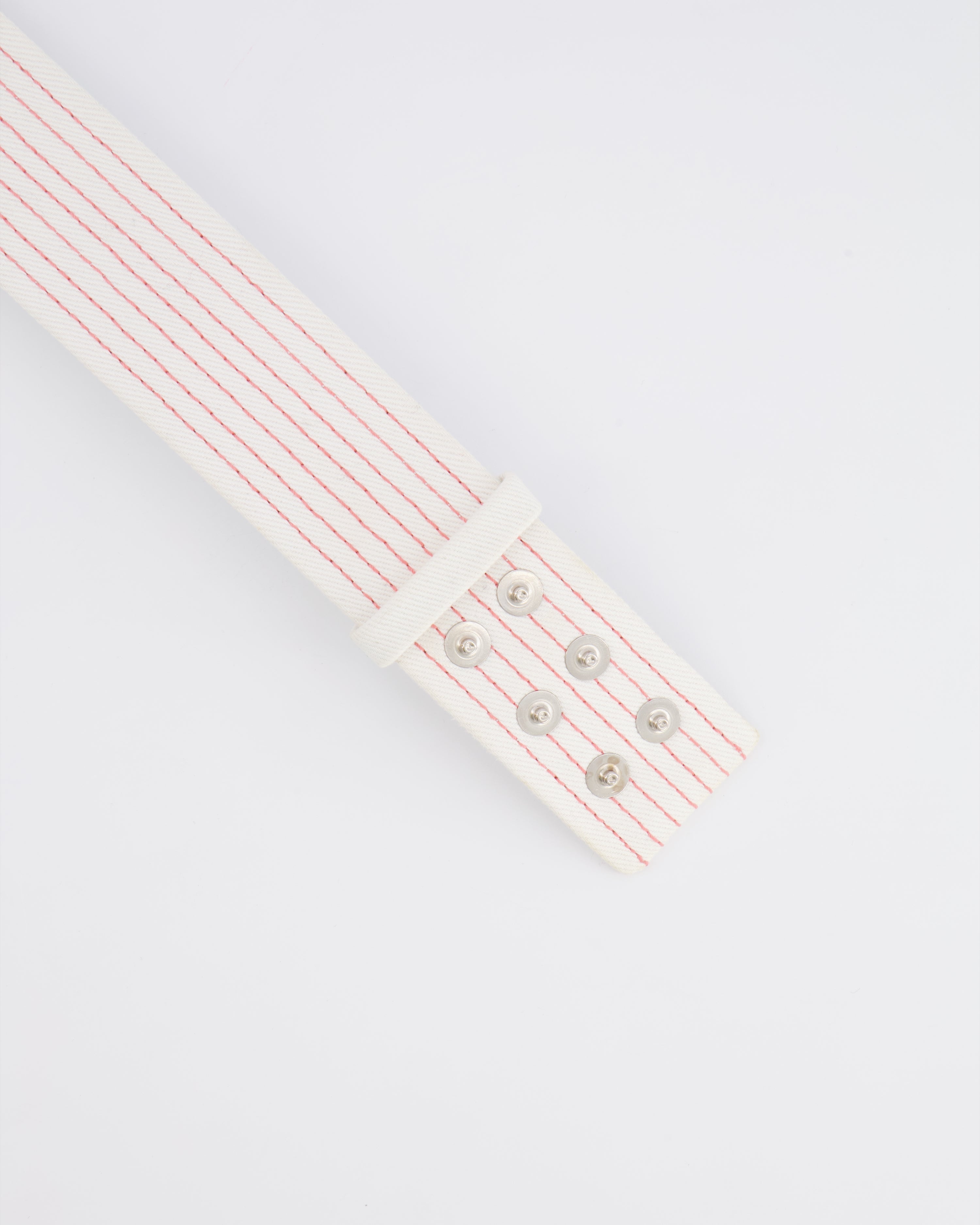Chanel White and Pink Striped Canvas and Leather Belt Size FR 34 (UK 6)