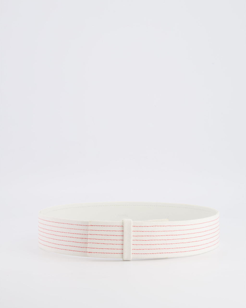 Chanel White and Pink Striped Canvas and Leather Belt Size FR 34 (UK 6)
