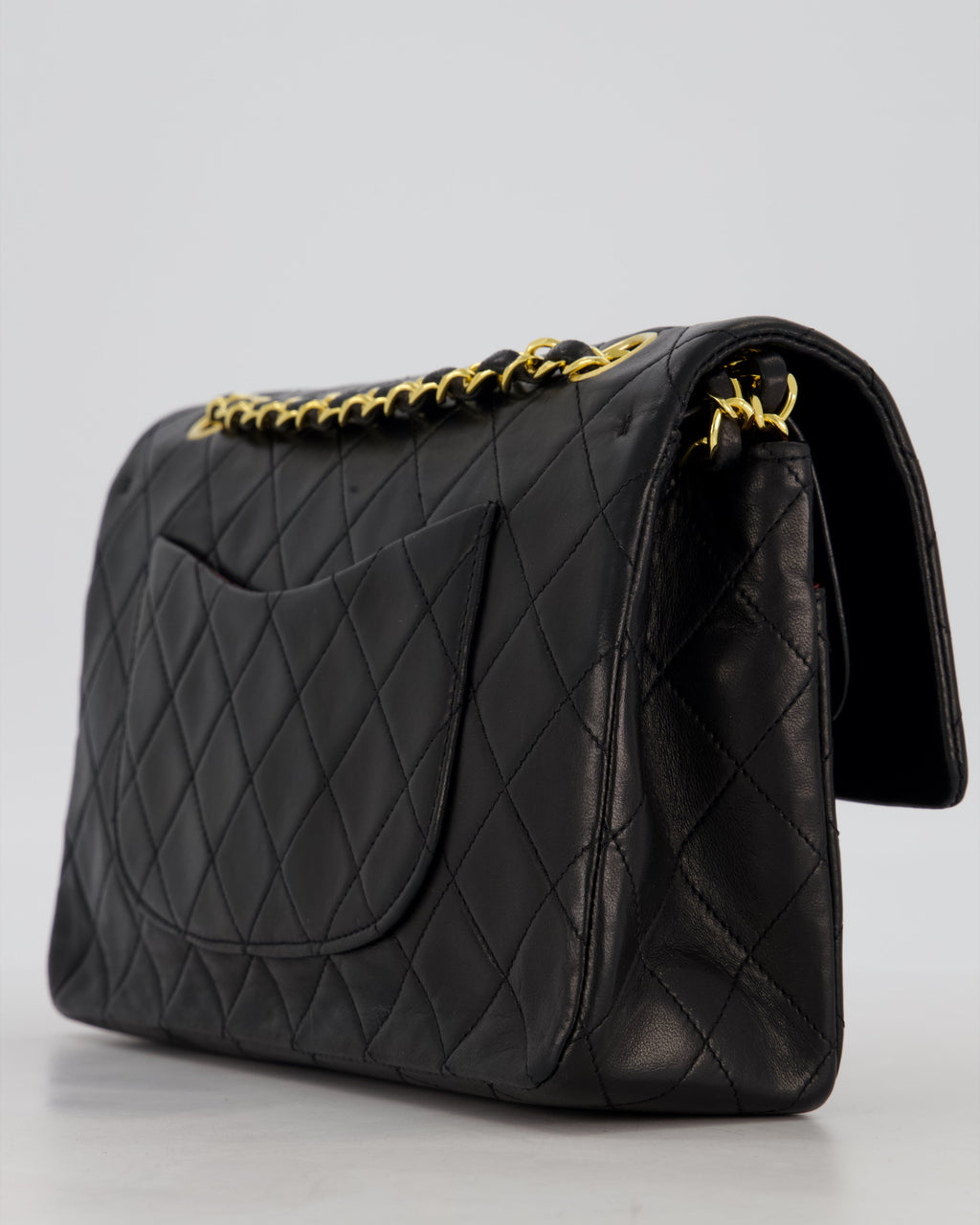 *AMAZING CONDITION* Chanel Black Vintage Medium Classic Double Flap Bag in Lambskin Leather with 24K Gold Hardware