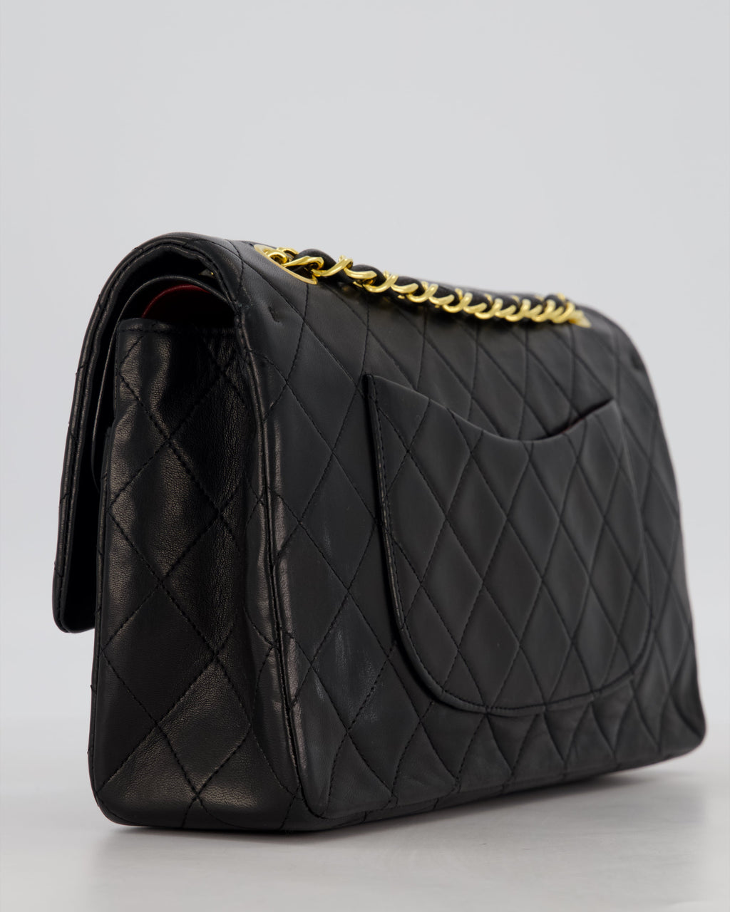 *AMAZING CONDITION* Chanel Black Vintage Medium Classic Double Flap Bag in Lambskin Leather with 24K Gold Hardware