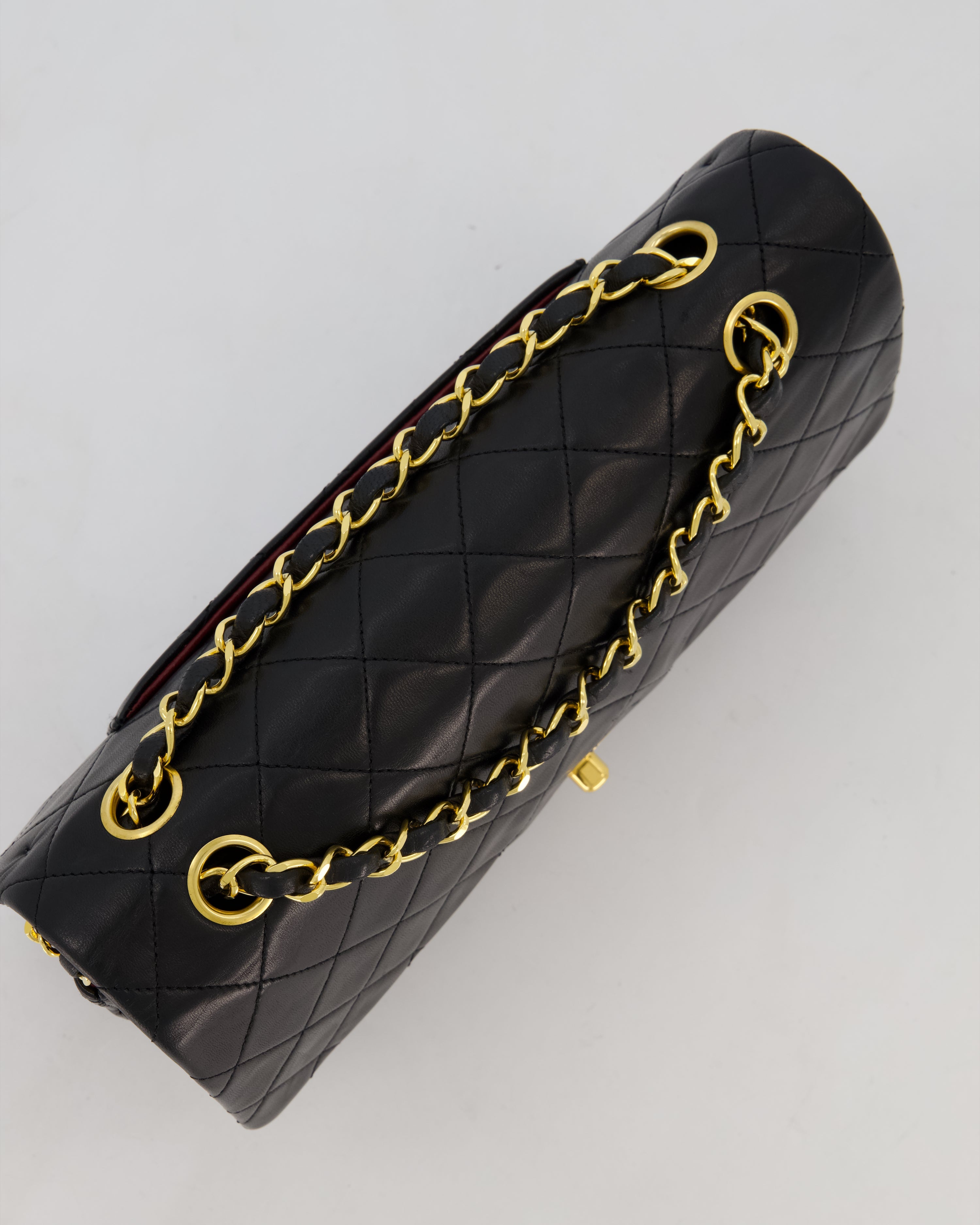 *AMAZING CONDITION* Chanel Black Vintage Medium Classic Double Flap Bag in Lambskin Leather with 24K Gold Hardware