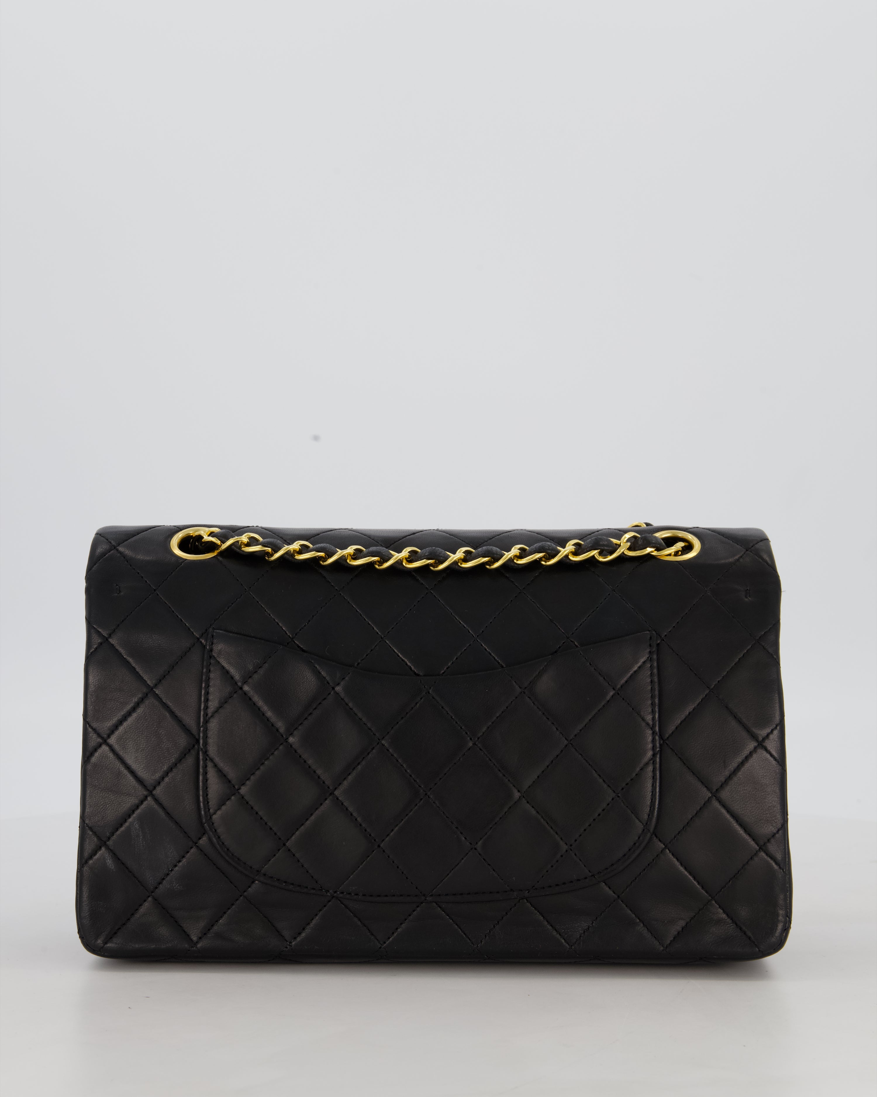 *AMAZING CONDITION* Chanel Black Vintage Medium Classic Double Flap Bag in Lambskin Leather with 24K Gold Hardware