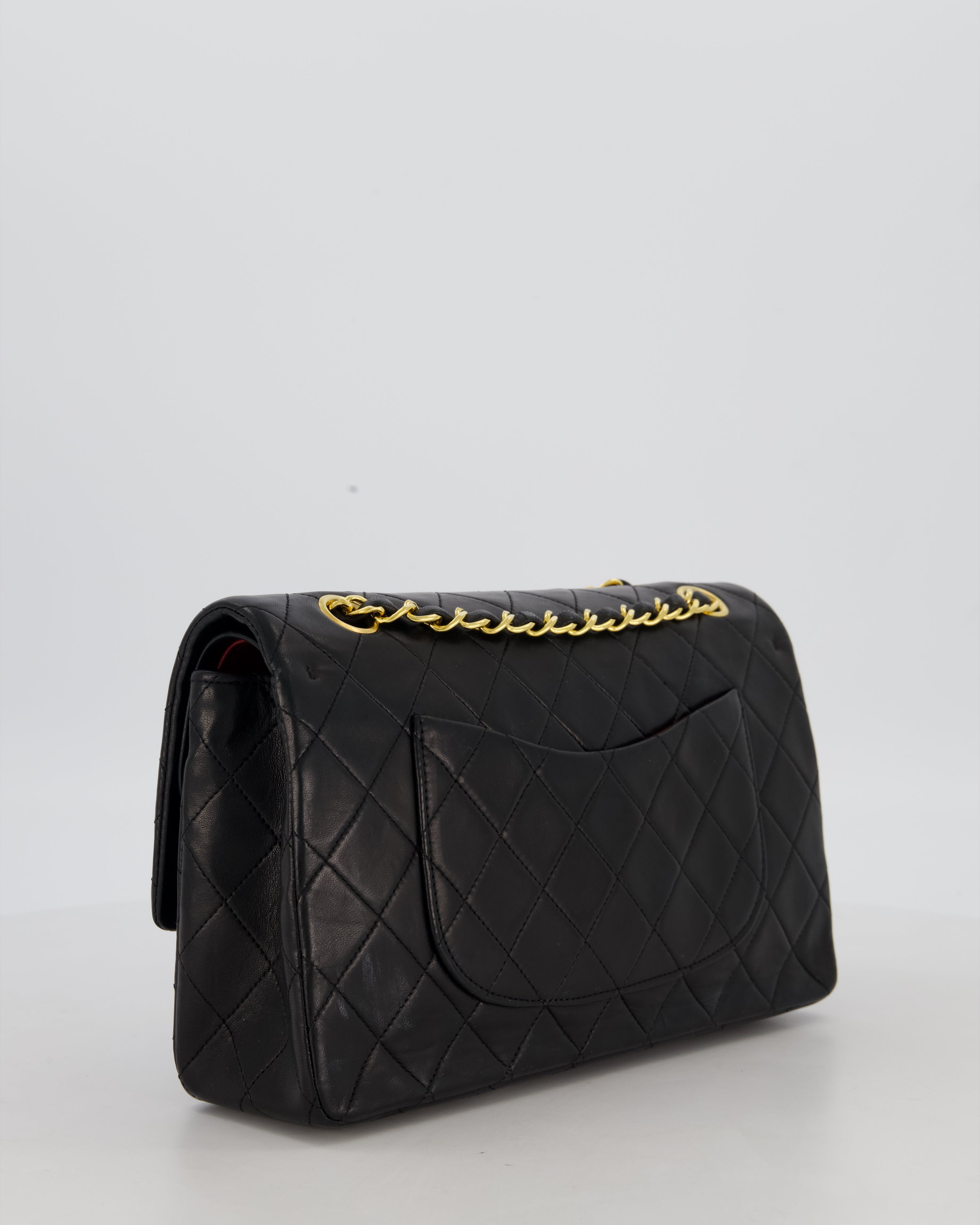 *AMAZING CONDITION* Chanel Black Vintage Medium Classic Double Flap Bag in Lambskin Leather with 24K Gold Hardware