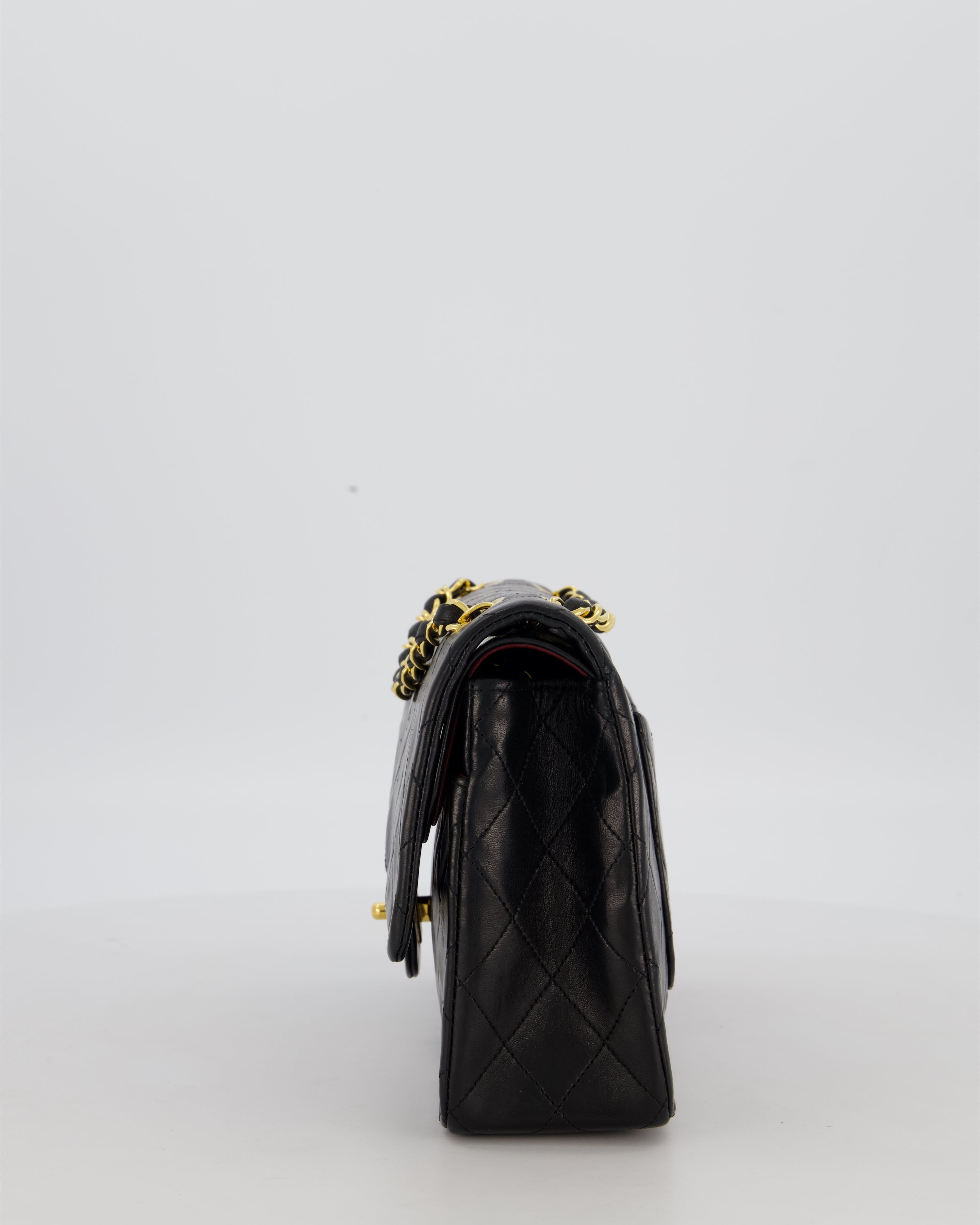 *AMAZING CONDITION* Chanel Black Vintage Medium Classic Double Flap Bag in Lambskin Leather with 24K Gold Hardware