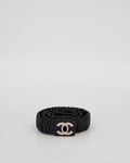 Chanel 22/B Black Ruched Belt with Diamante CC Logo Detail Size 80cm