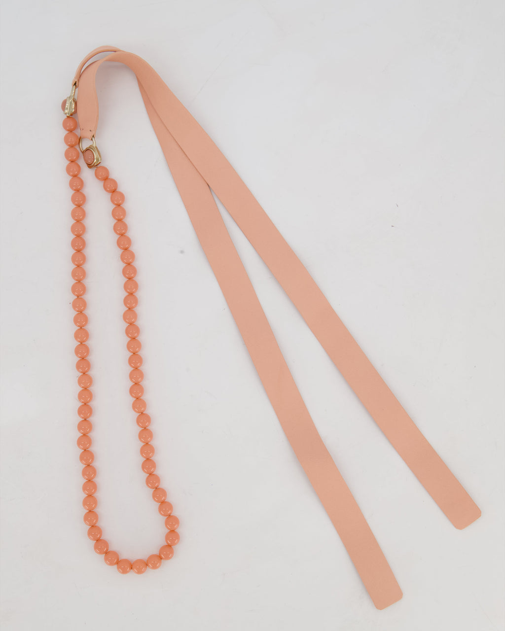Chanel Pastel Pink Beaded CC Belt with Leather Logo Detail Size 80cm