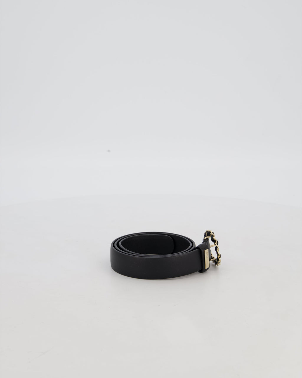 Chanel 16/B Black Belt with Weaved Chain CC Detail Size 70cm