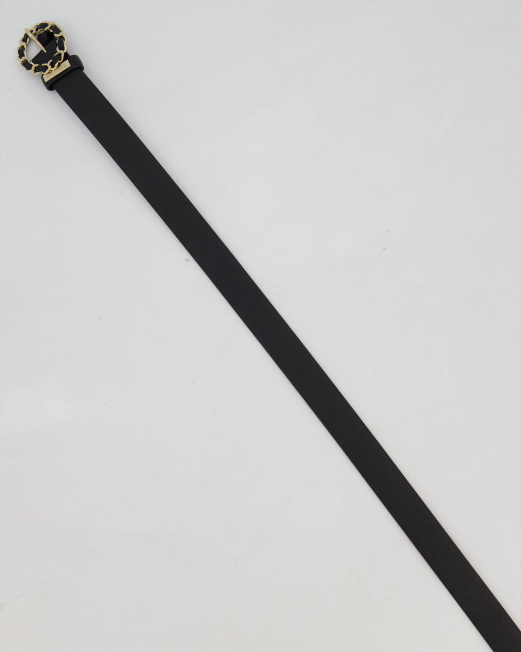 Chanel 16/B Black Belt with Weaved Chain CC Detail Size 70cm