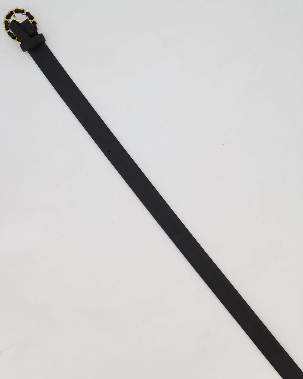 Chanel 16/B Black Belt with Weaved Chain CC Detail Size 70cm
