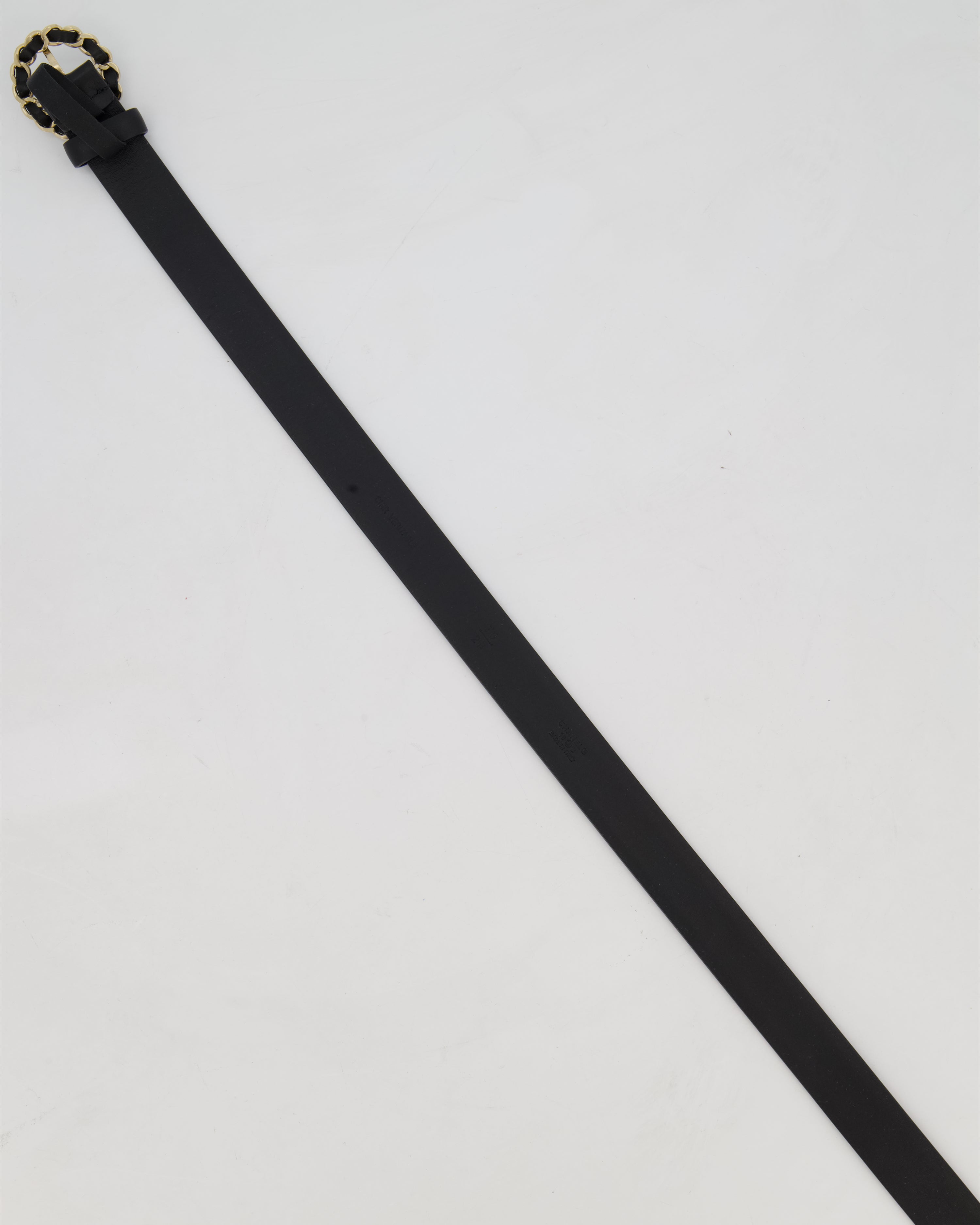 Chanel 16/B Black Belt with Weaved Chain CC Detail Size 70cm