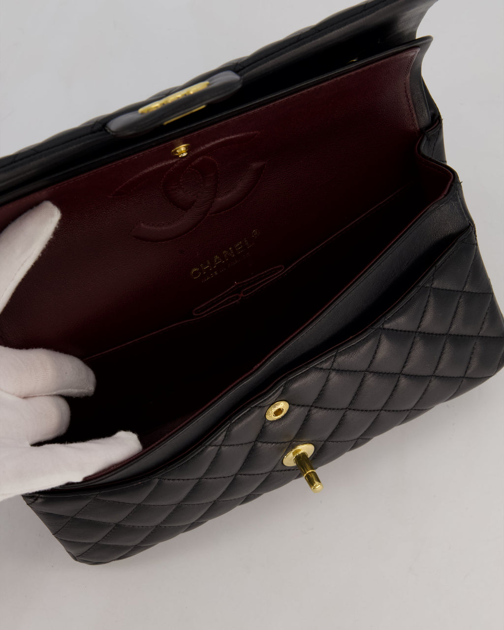 Chanel Black Medium Classic Double Flap Bag in Lambskin Leather with Gold Hardware