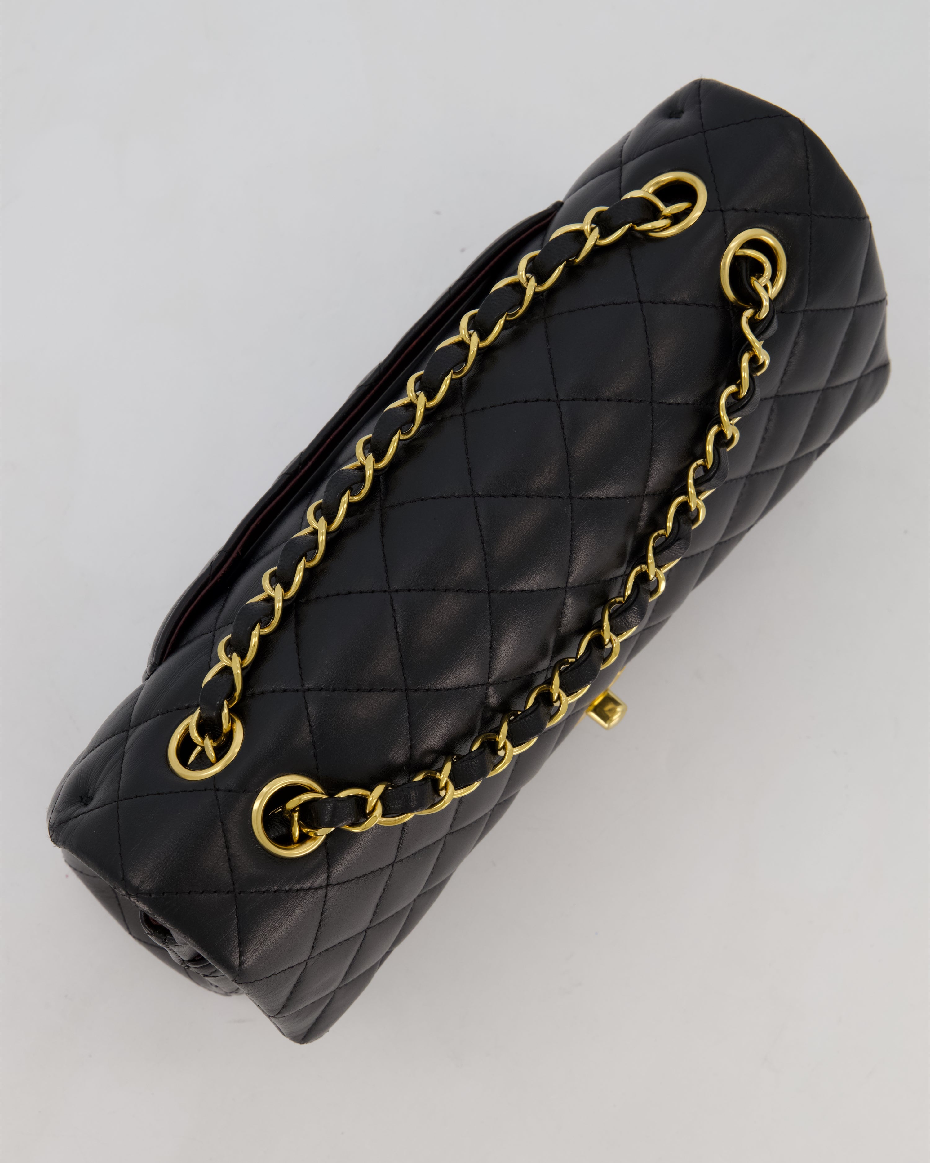 Chanel Black Medium Classic Double Flap Bag in Lambskin Leather with Gold Hardware
