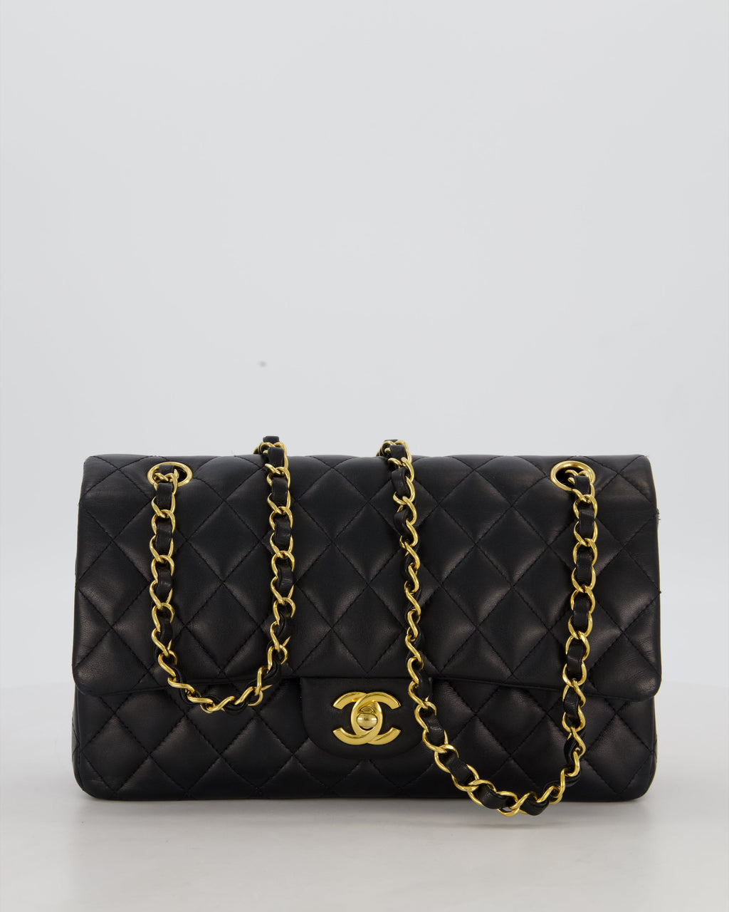 Chanel Black Medium Classic Double Flap Bag in Lambskin Leather with Gold Hardware