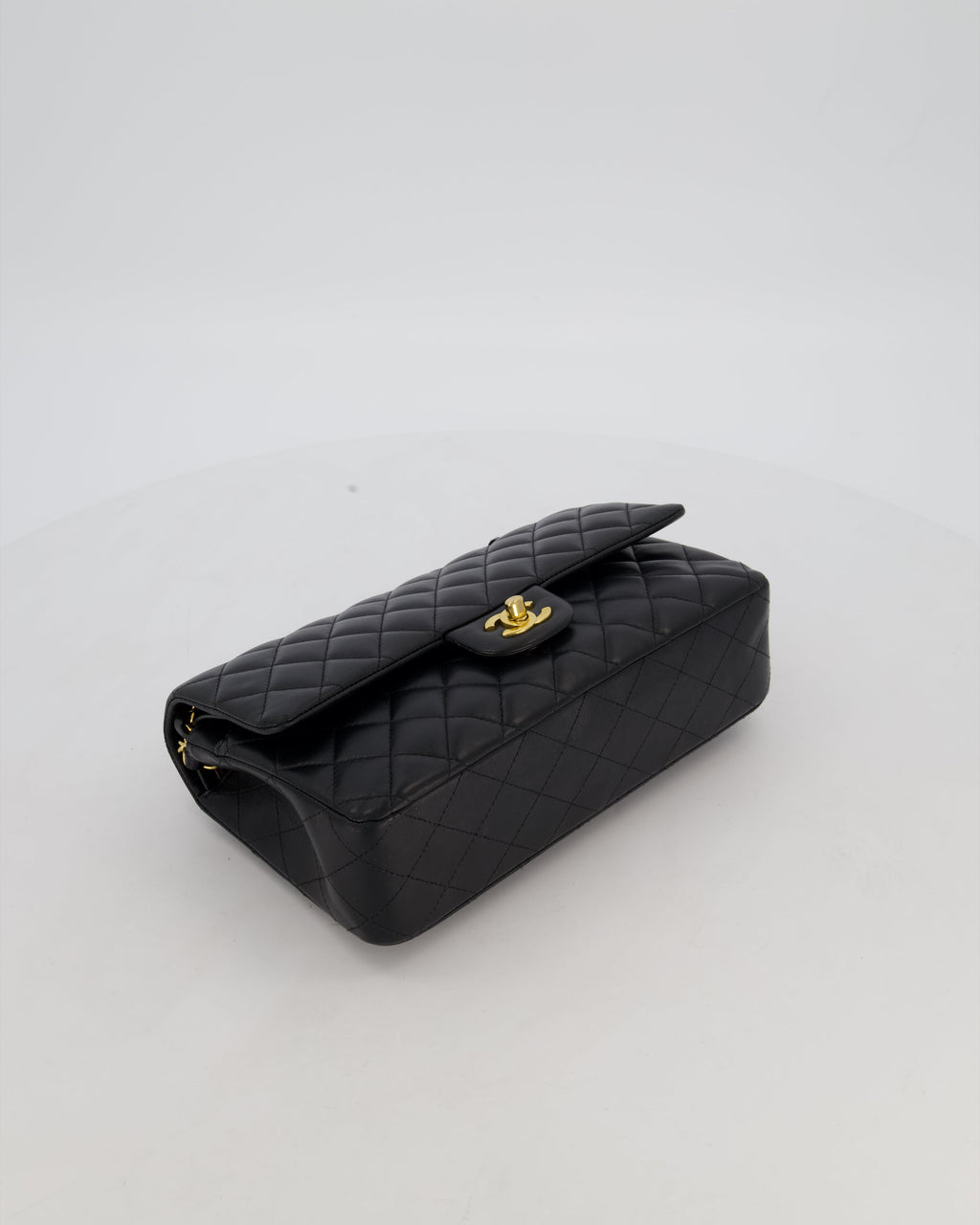 Chanel Black Medium Classic Double Flap Bag in Lambskin Leather with Gold Hardware