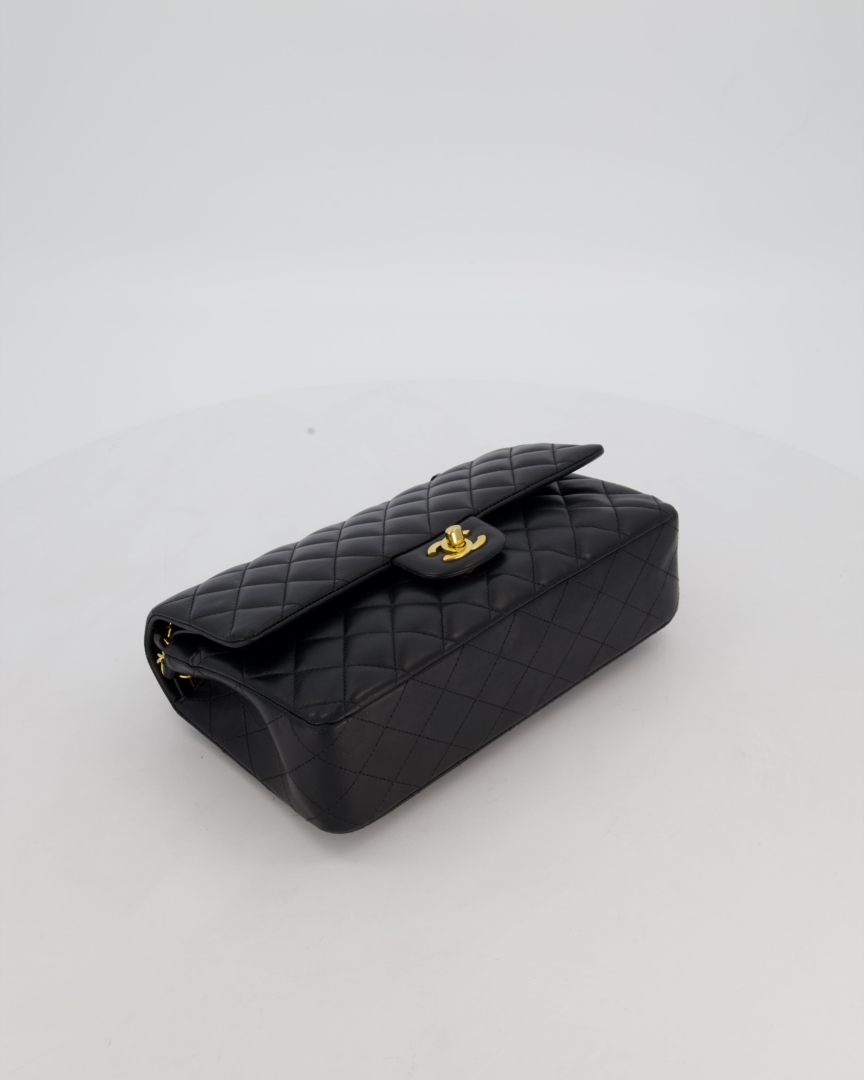 Chanel Black Medium Classic Double Flap Bag in Lambskin Leather with Gold Hardware