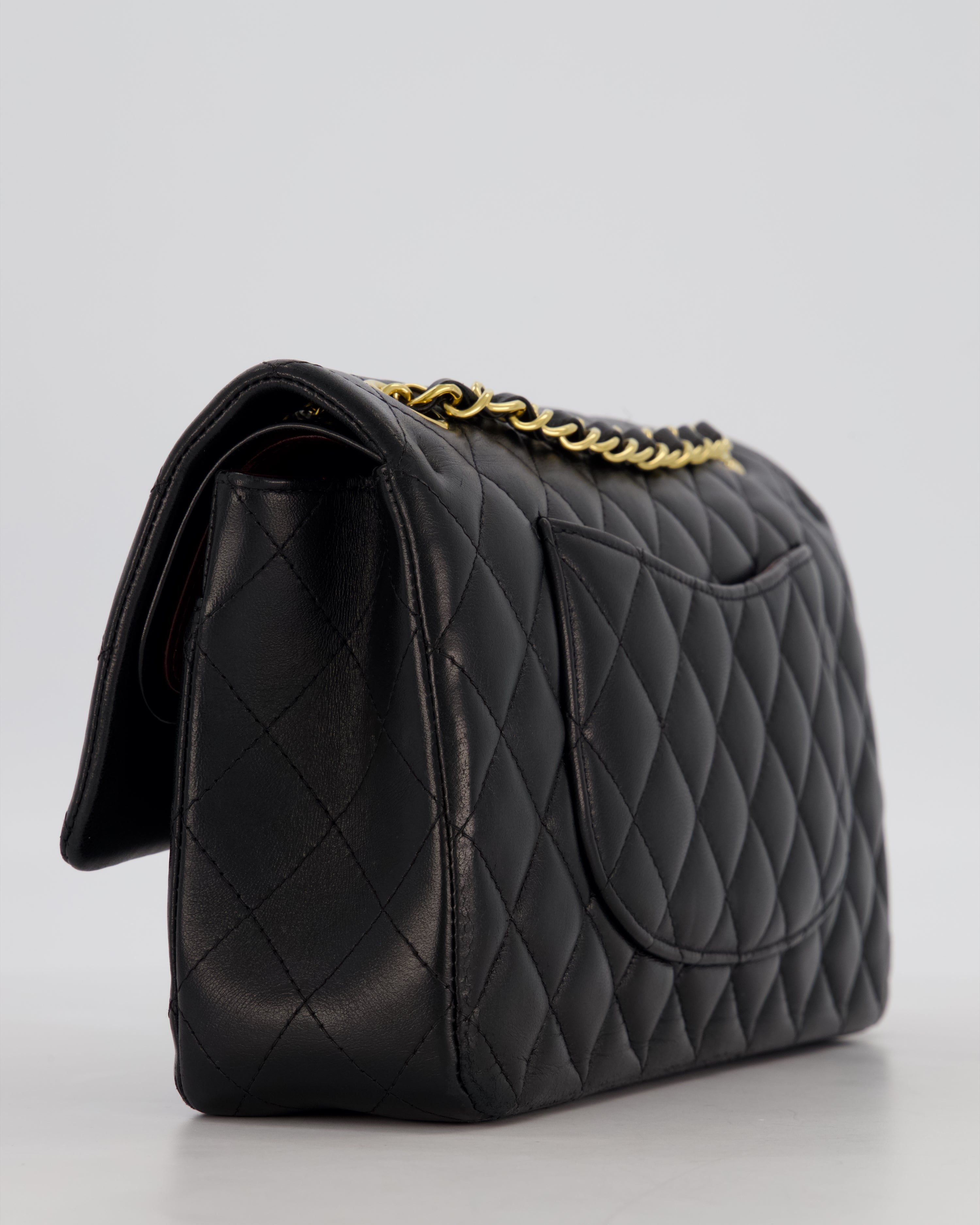 Chanel Black Medium Classic Double Flap Bag in Lambskin Leather with Gold Hardware