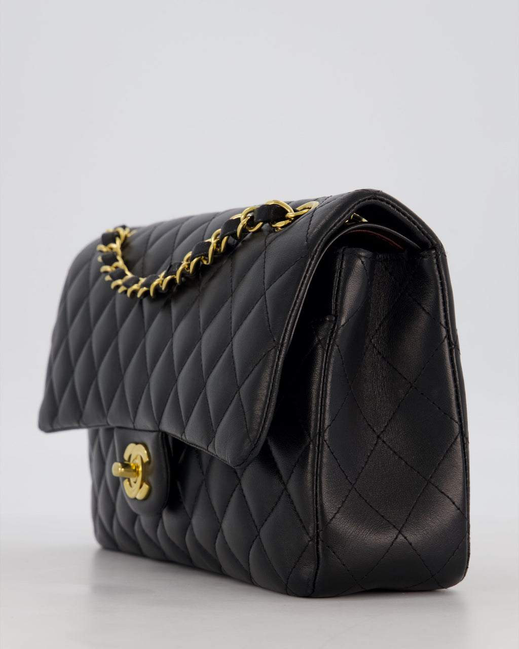Chanel Black Medium Classic Double Flap Bag in Lambskin Leather with Gold Hardware