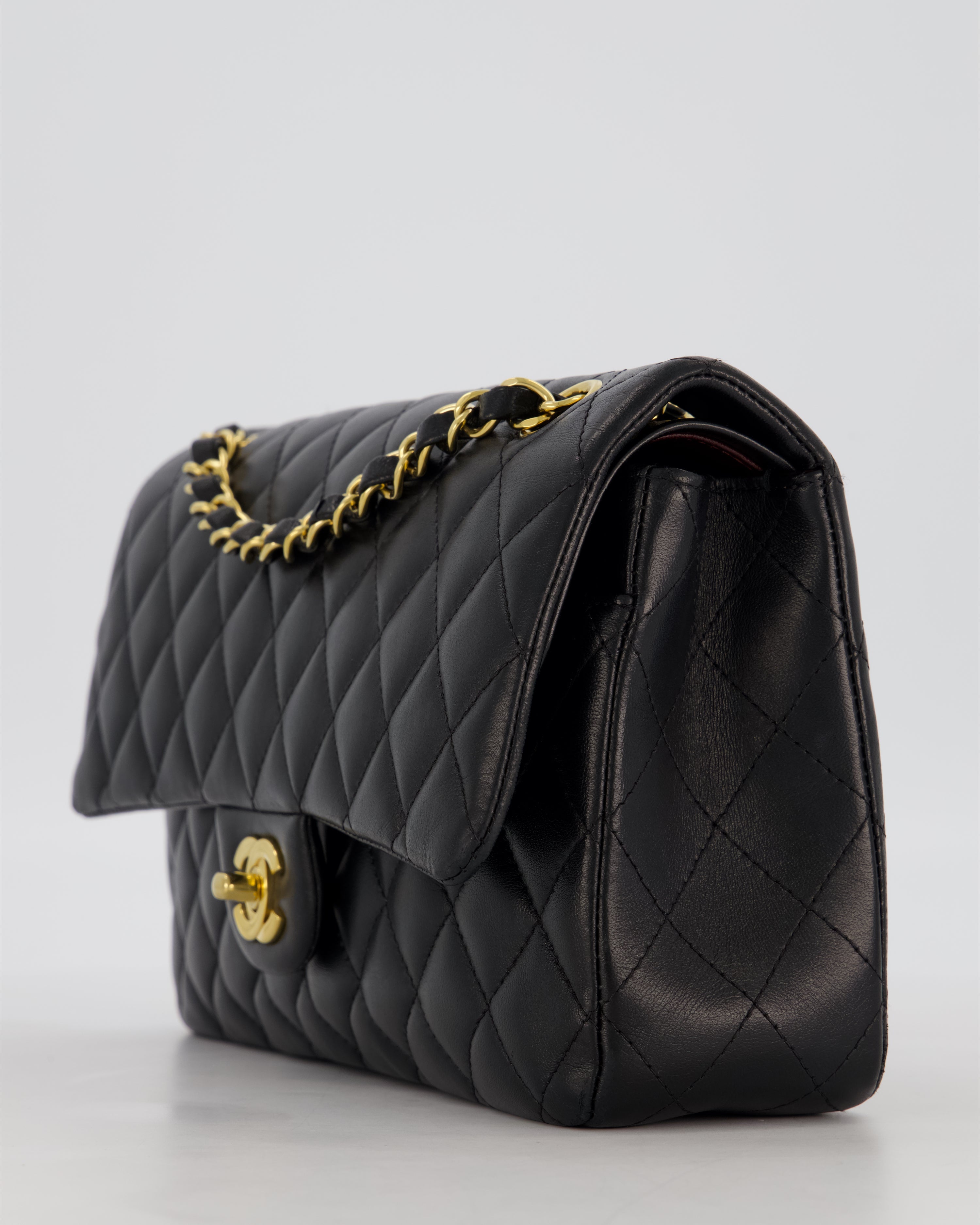Chanel Black Medium Classic Double Flap Bag in Lambskin Leather with Gold Hardware