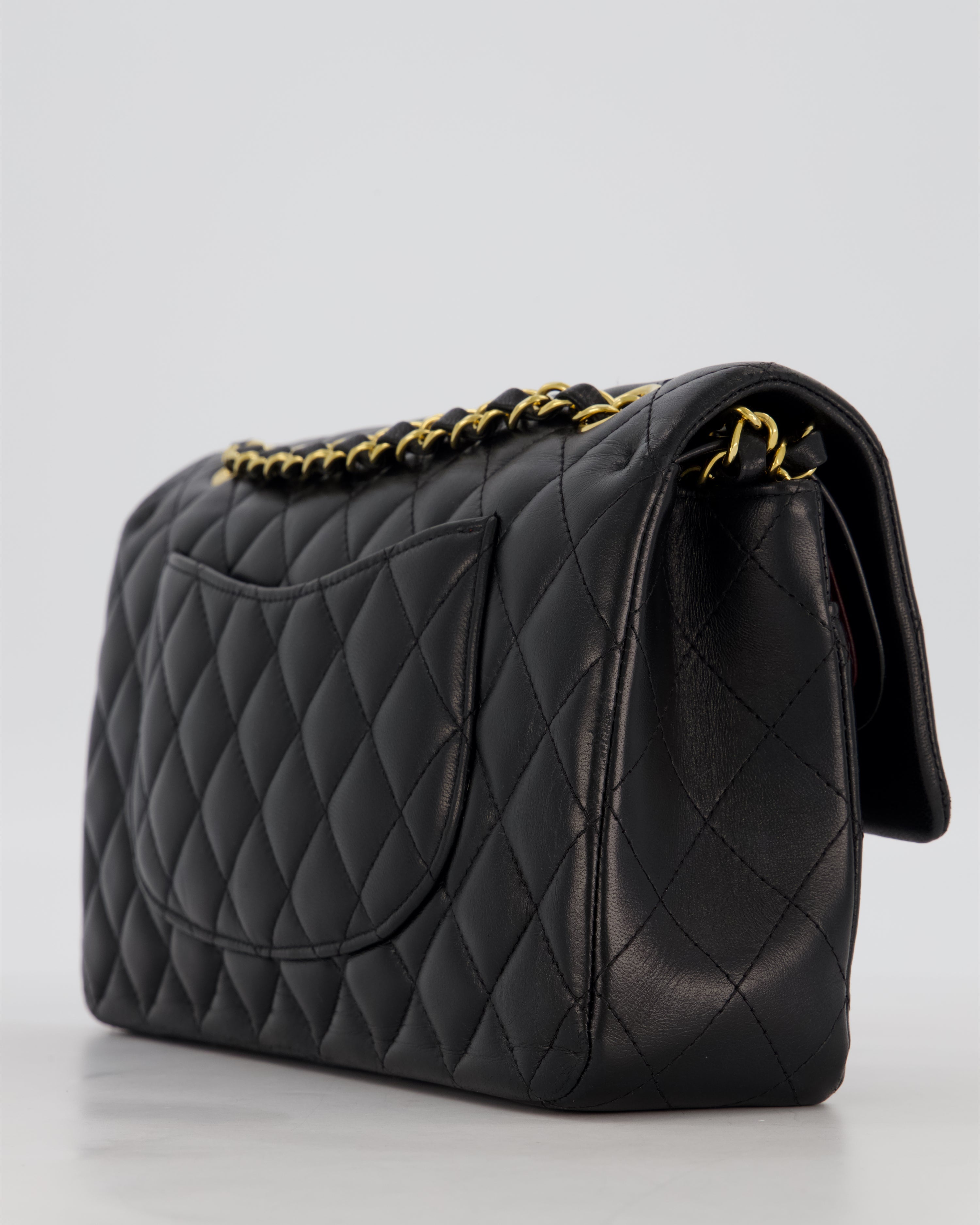Chanel Black Medium Classic Double Flap Bag in Lambskin Leather with Gold Hardware