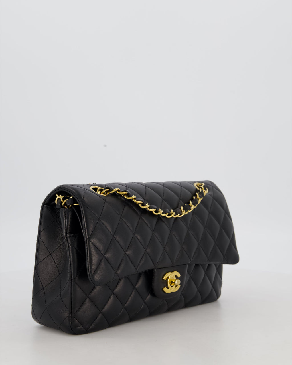 Chanel Black Medium Classic Double Flap Bag in Lambskin Leather with Gold Hardware