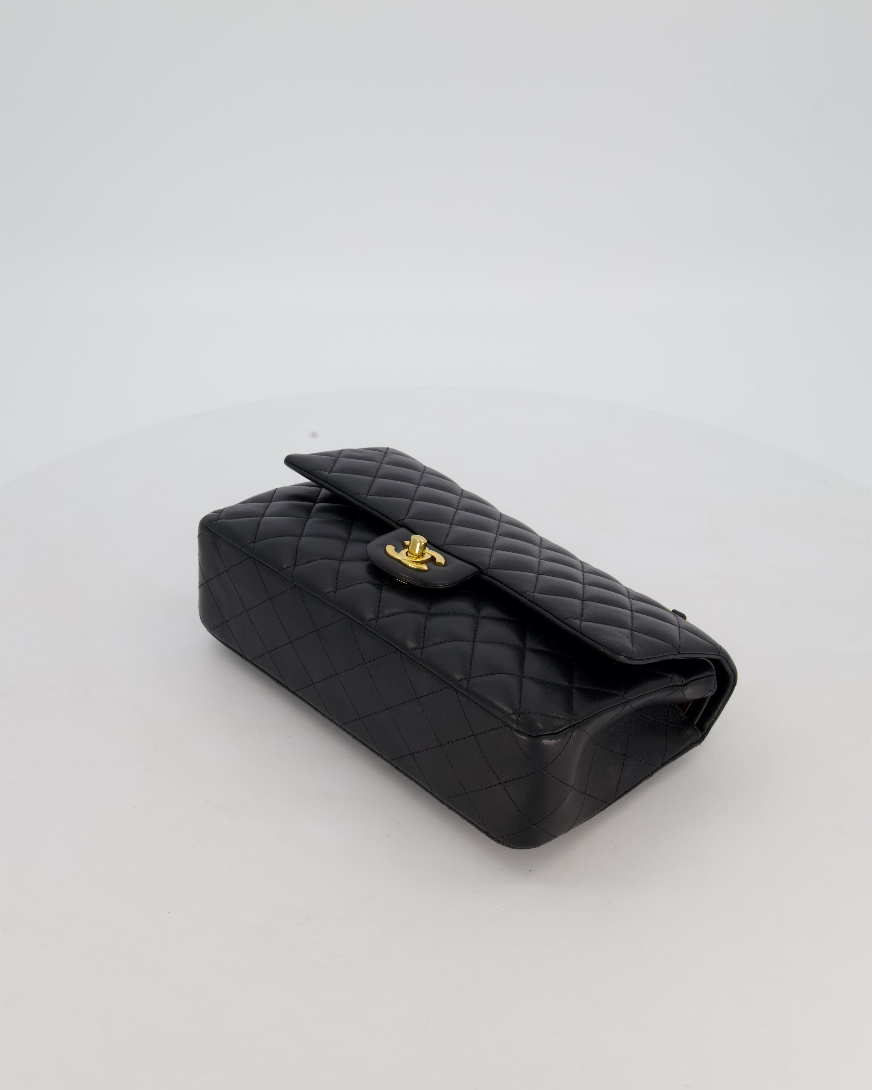 Chanel Black Medium Classic Double Flap Bag in Lambskin Leather with Gold Hardware
