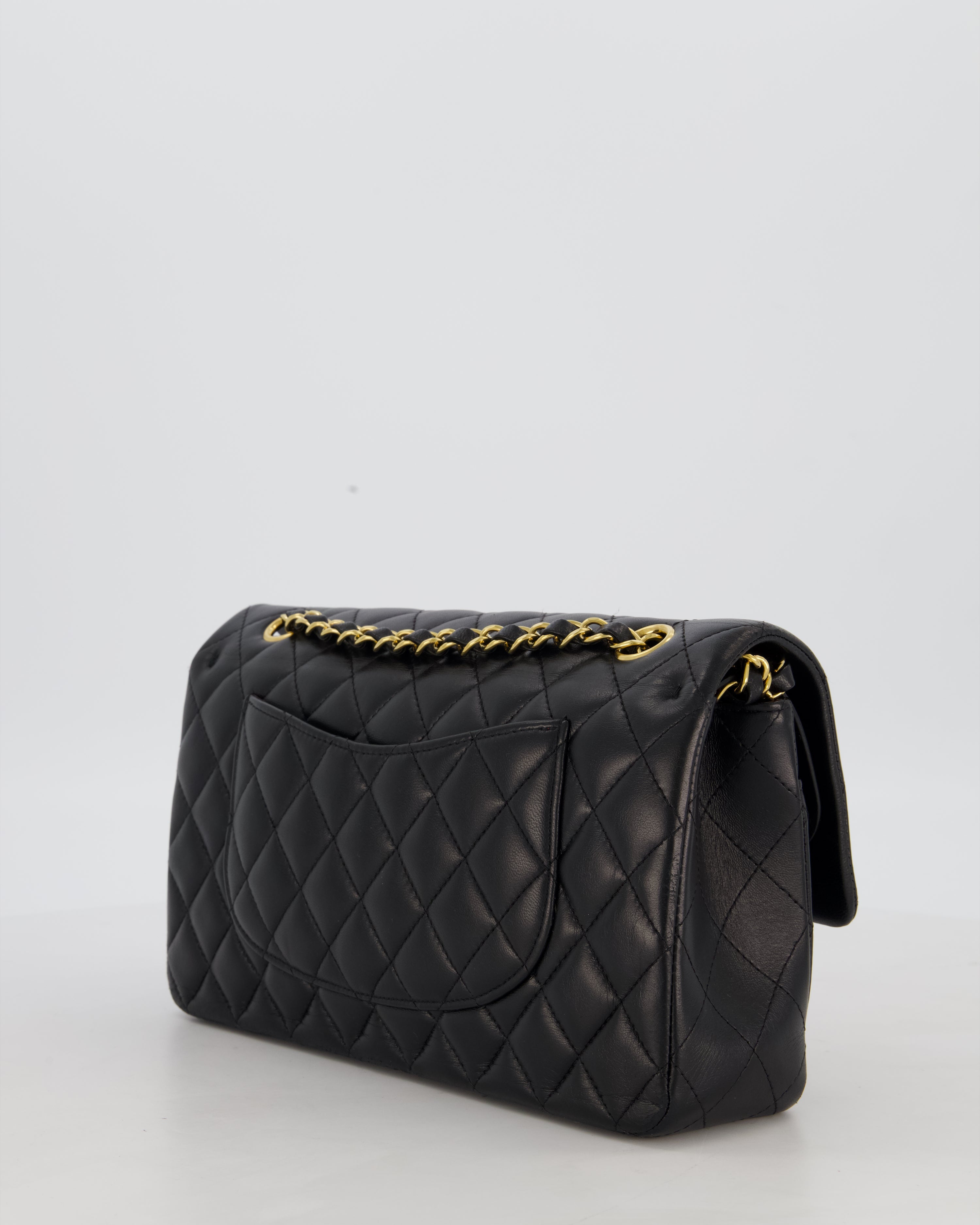 Chanel Black Medium Classic Double Flap Bag in Lambskin Leather with Gold Hardware