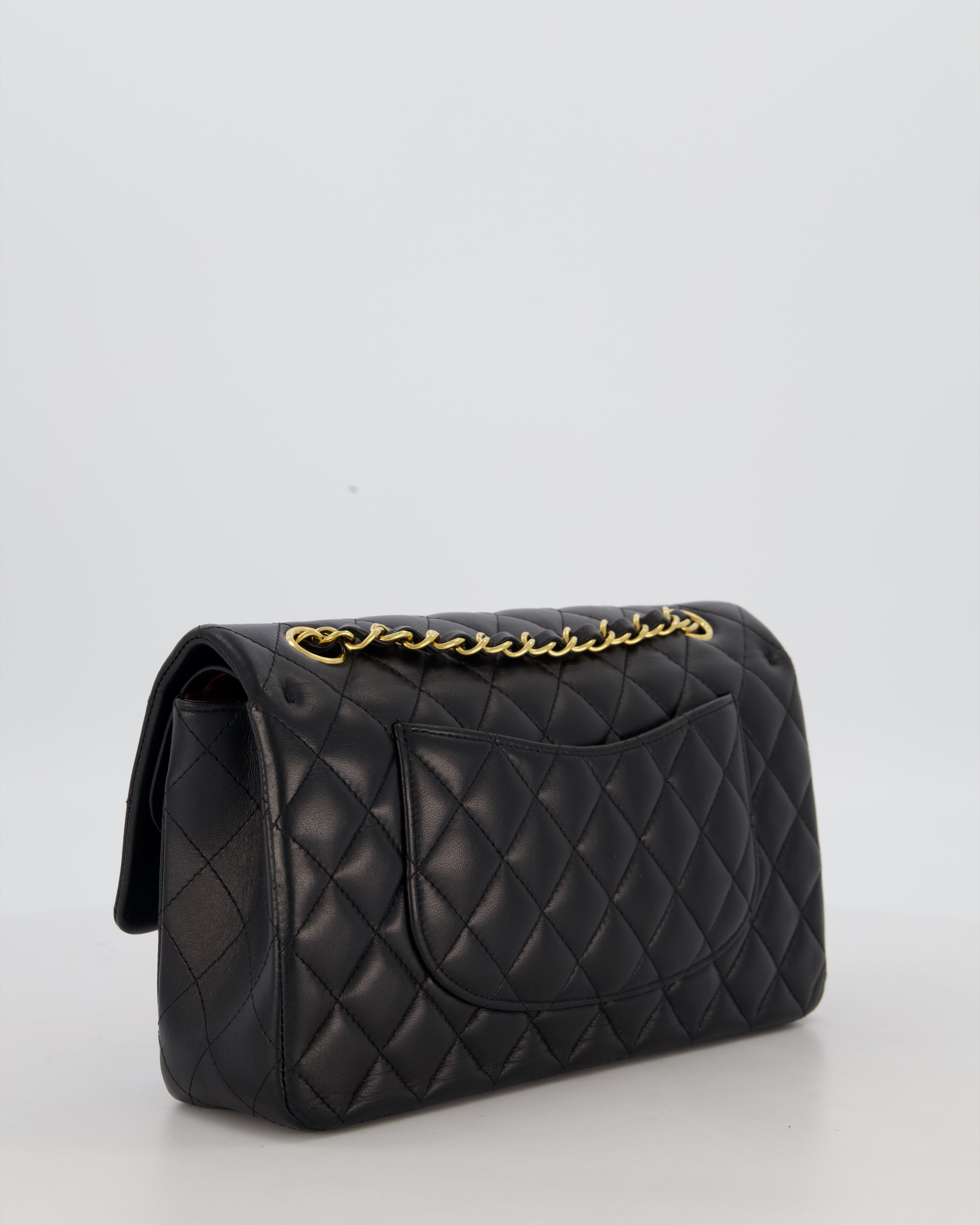 Chanel Black Medium Classic Double Flap Bag in Lambskin Leather with Gold Hardware