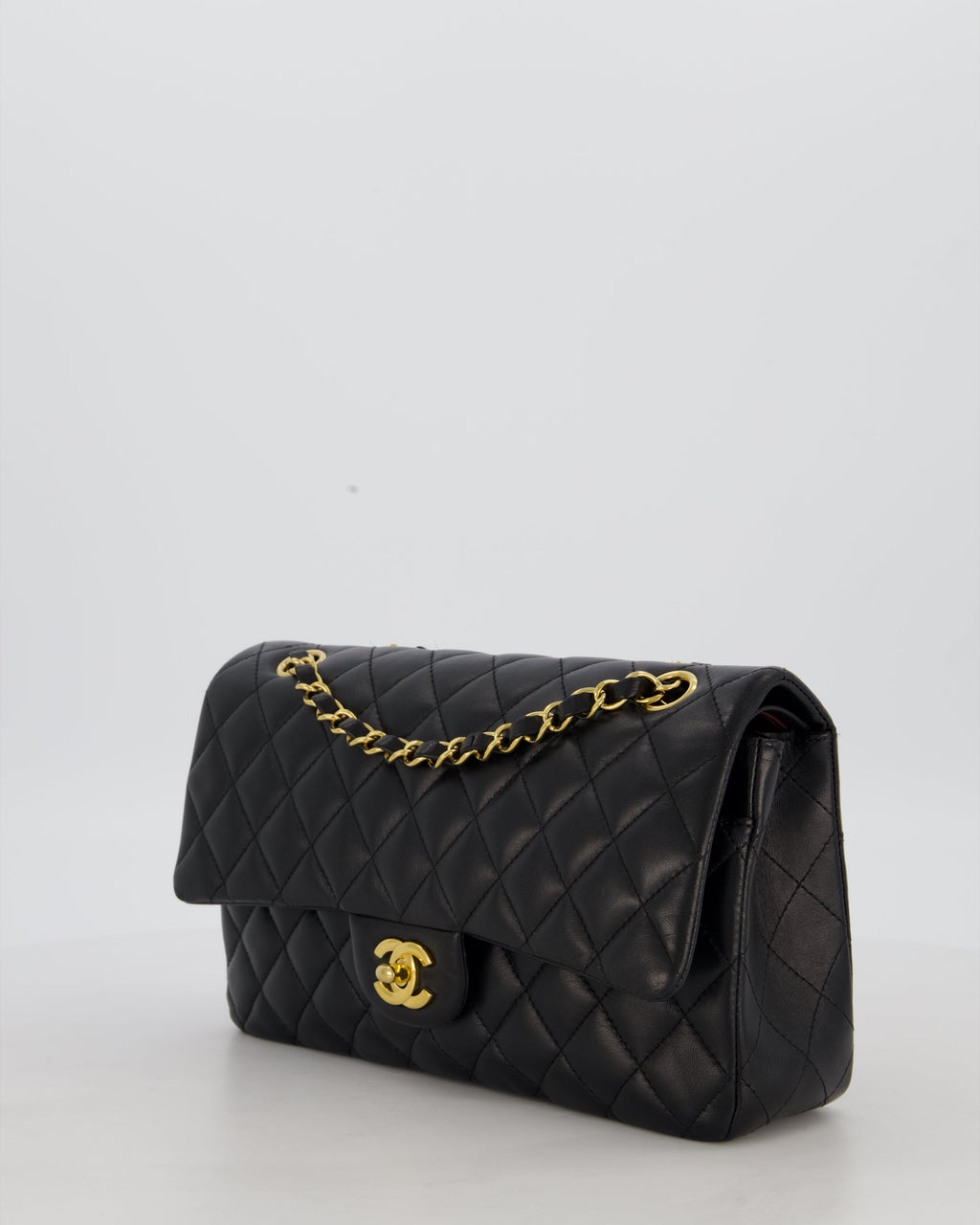 Chanel Black Medium Classic Double Flap Bag in Lambskin Leather with Gold Hardware