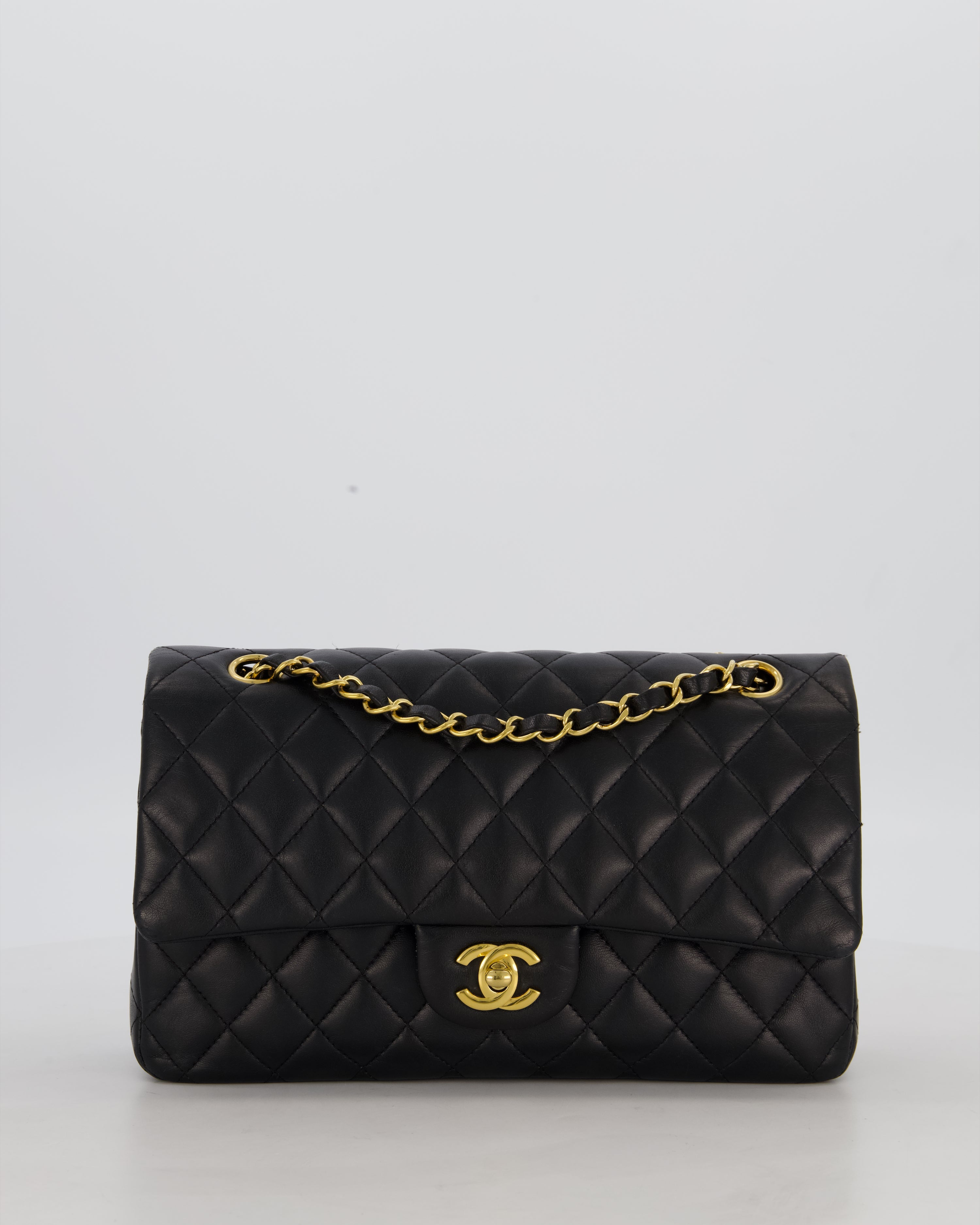 Chanel Black Medium Classic Double Flap Bag in Lambskin Leather with Gold Hardware