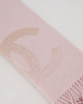 Chanel Baby Pink Fringe Scarf with Glitter CC Logo