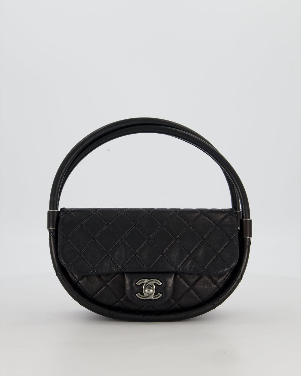 Chanel Black Hula Hoop Bag in Lambskin with Silver Hardware