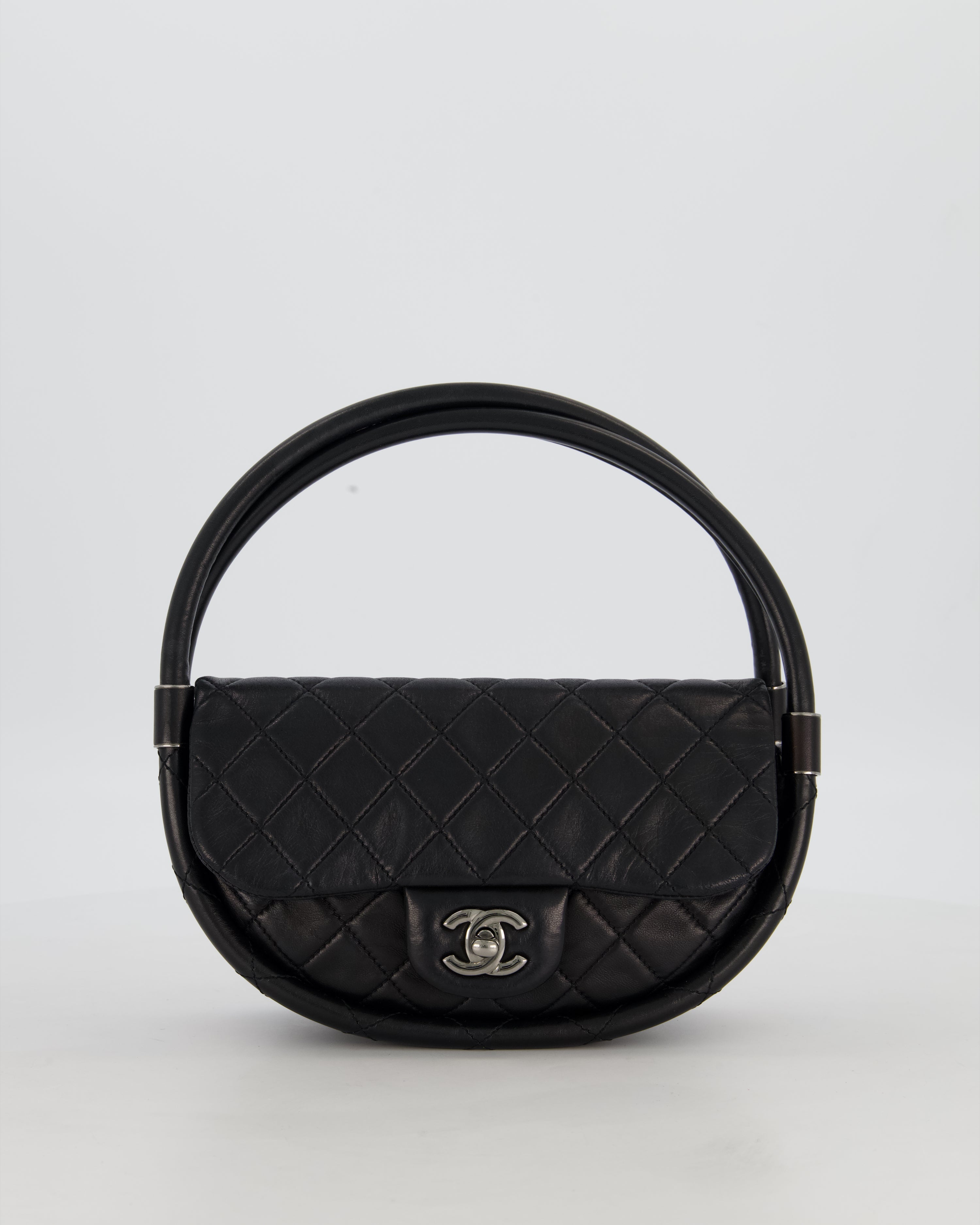 Chanel Black Hula Hoop Bag in Lambskin with Silver Hardware