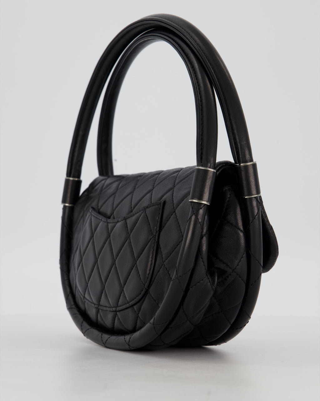 Chanel Black Hula Hoop Bag in Lambskin with Silver Hardware