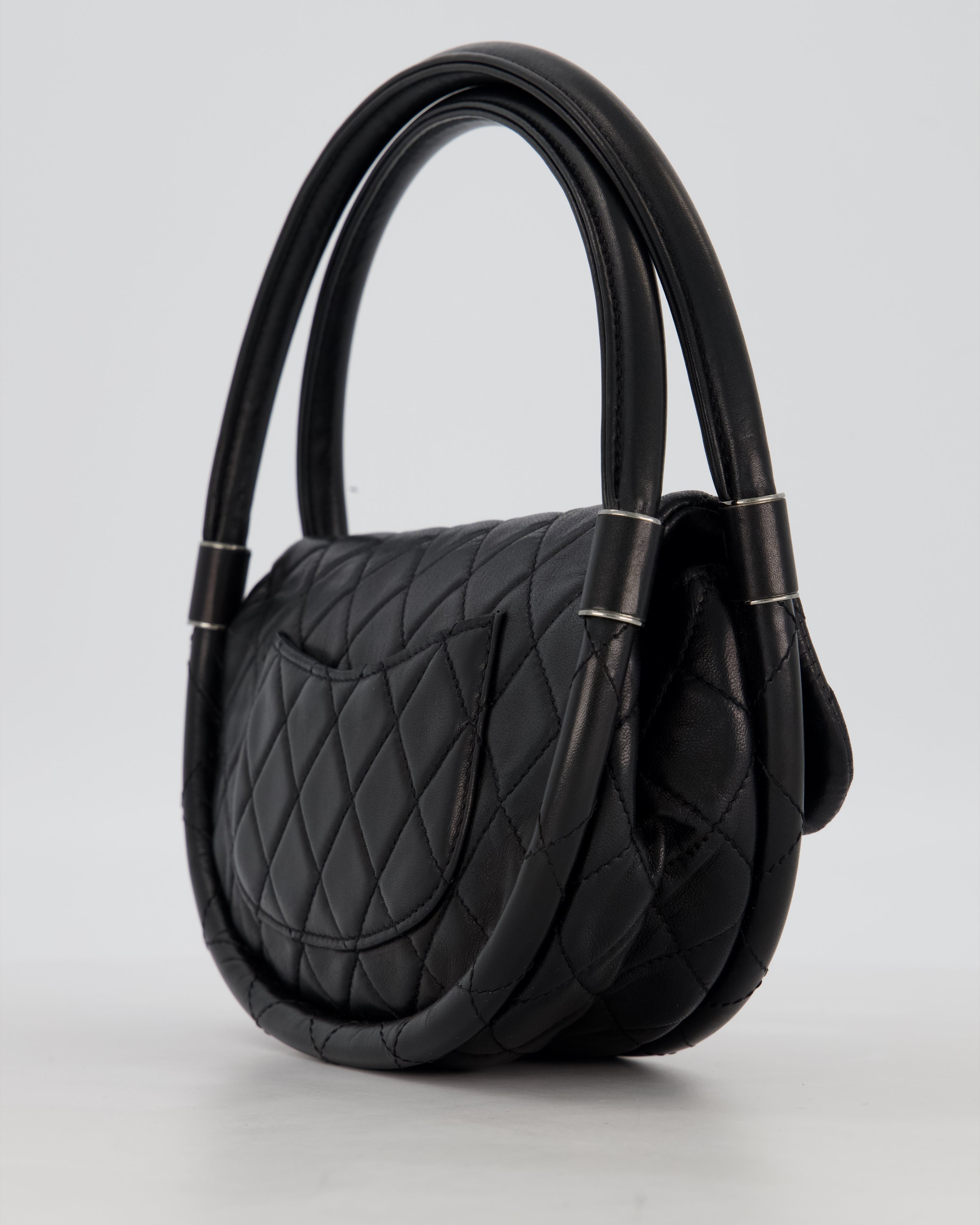 Chanel Black Hula Hoop Bag in Lambskin with Silver Hardware