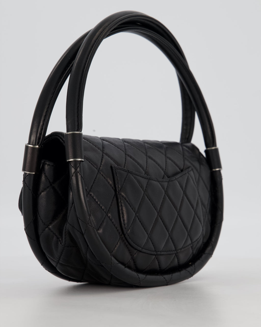 Chanel Black Hula Hoop Bag in Lambskin with Silver Hardware